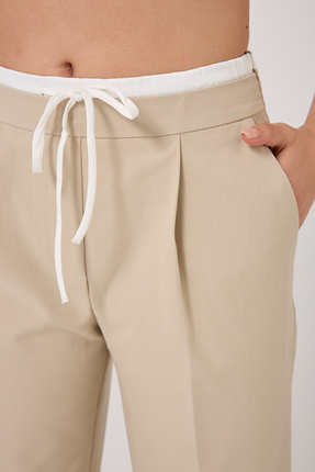CESS ÇİFT BEL BANTLI YÜKSEK BEL WİDE LEG KADIN PANTOLON