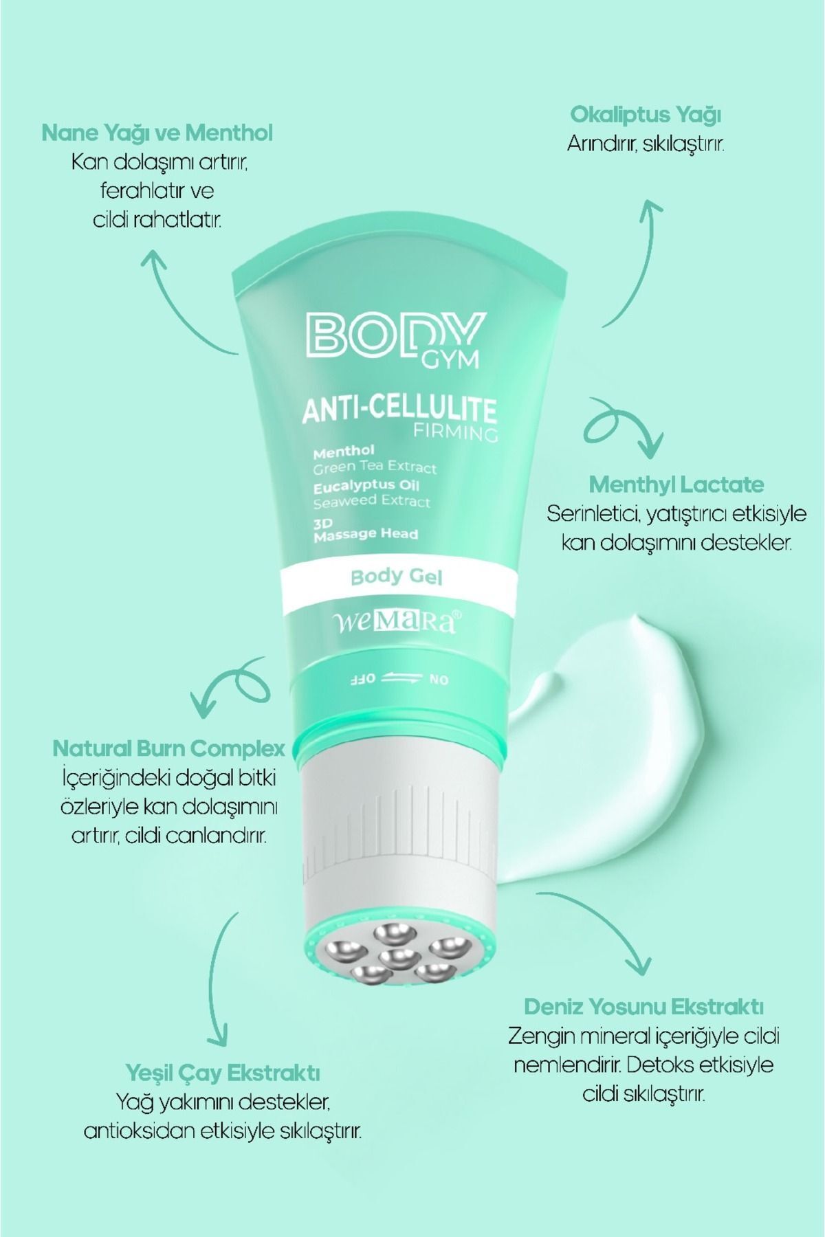 teknotrust TR Soğutucu Etkili Body Gym 120 ml Selülit Masaj Kremi 120 ml
