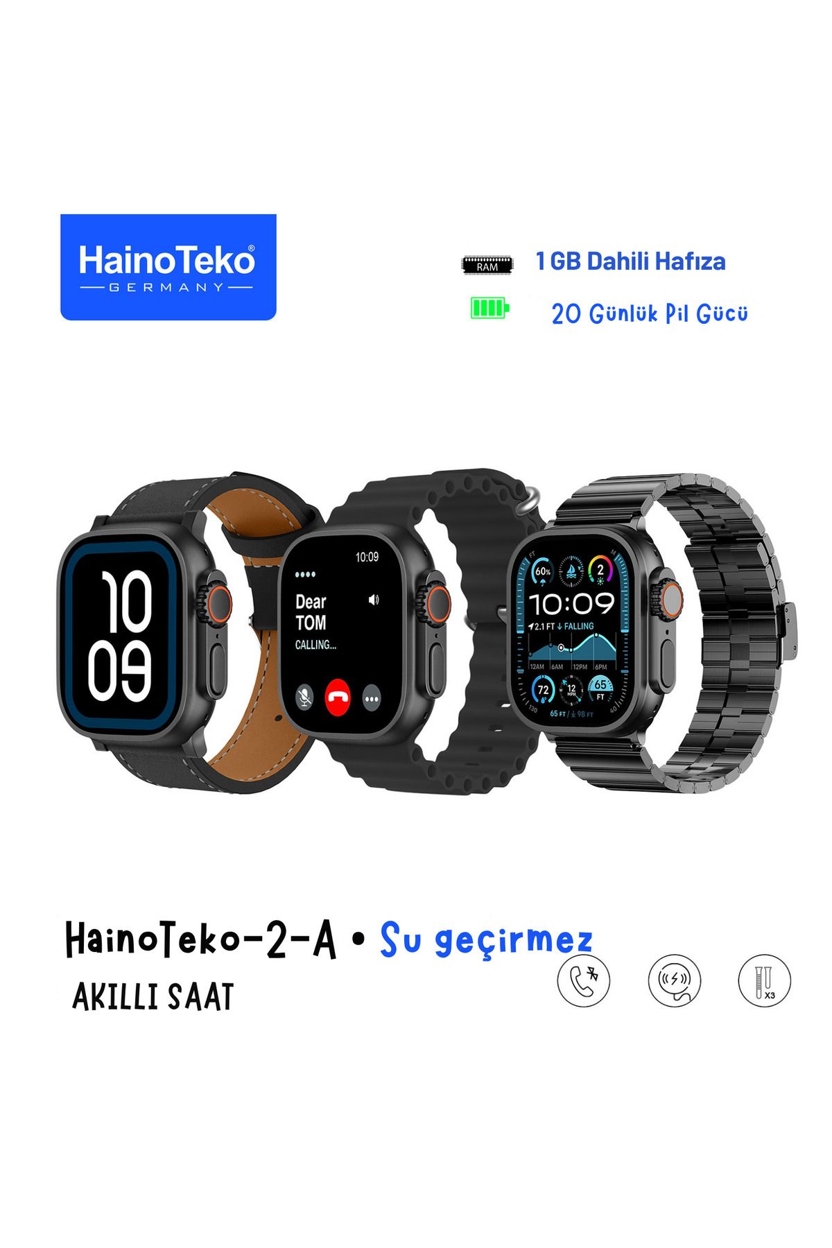 BellaThec Germany Ultra 2A Akıllı Saat 49MM Hainoteko Marka Uzun Pil Ömrü 3 Kordonlu Yeni Model