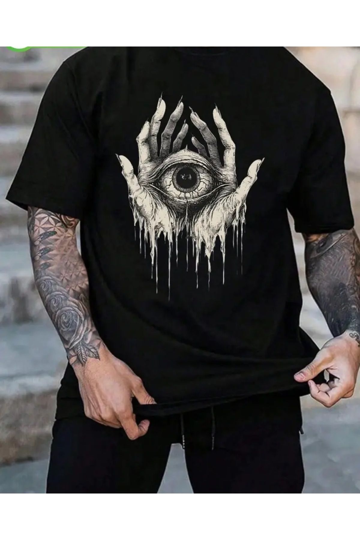 qubo sportswear & company qubo Unisex Oversize Baskılı Pamuklu Bisiklet Yaka Kısa Kollu SİYAH T-shirt