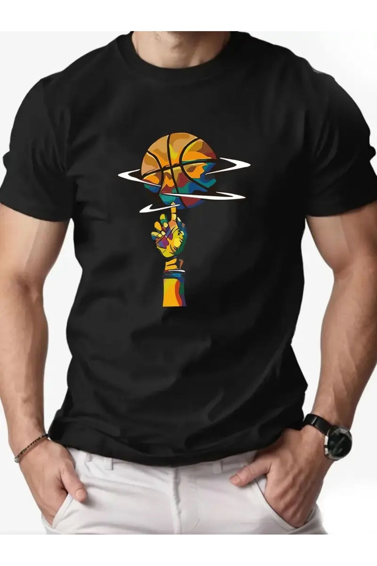 qubo sportswear & company qubo Unisex Oversize Baskılı Pamuklu Bisiklet Yaka Kısa Kollu SİYAH T-shirt