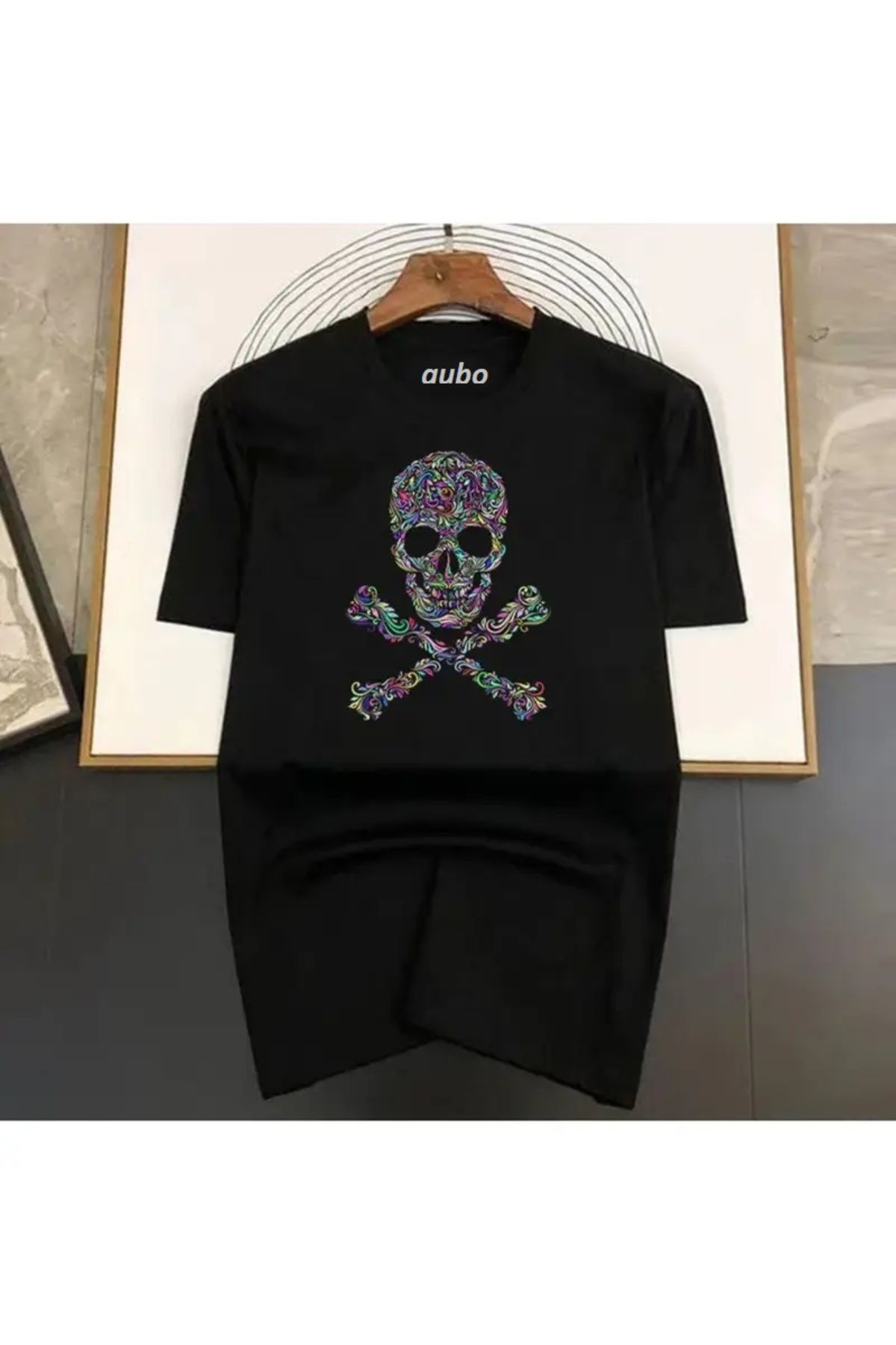 qubo sportswear & company qubo Unisex Oversize Baskılı Pamuklu Bisiklet Yaka Kısa Kollu SİYAH T-shirt