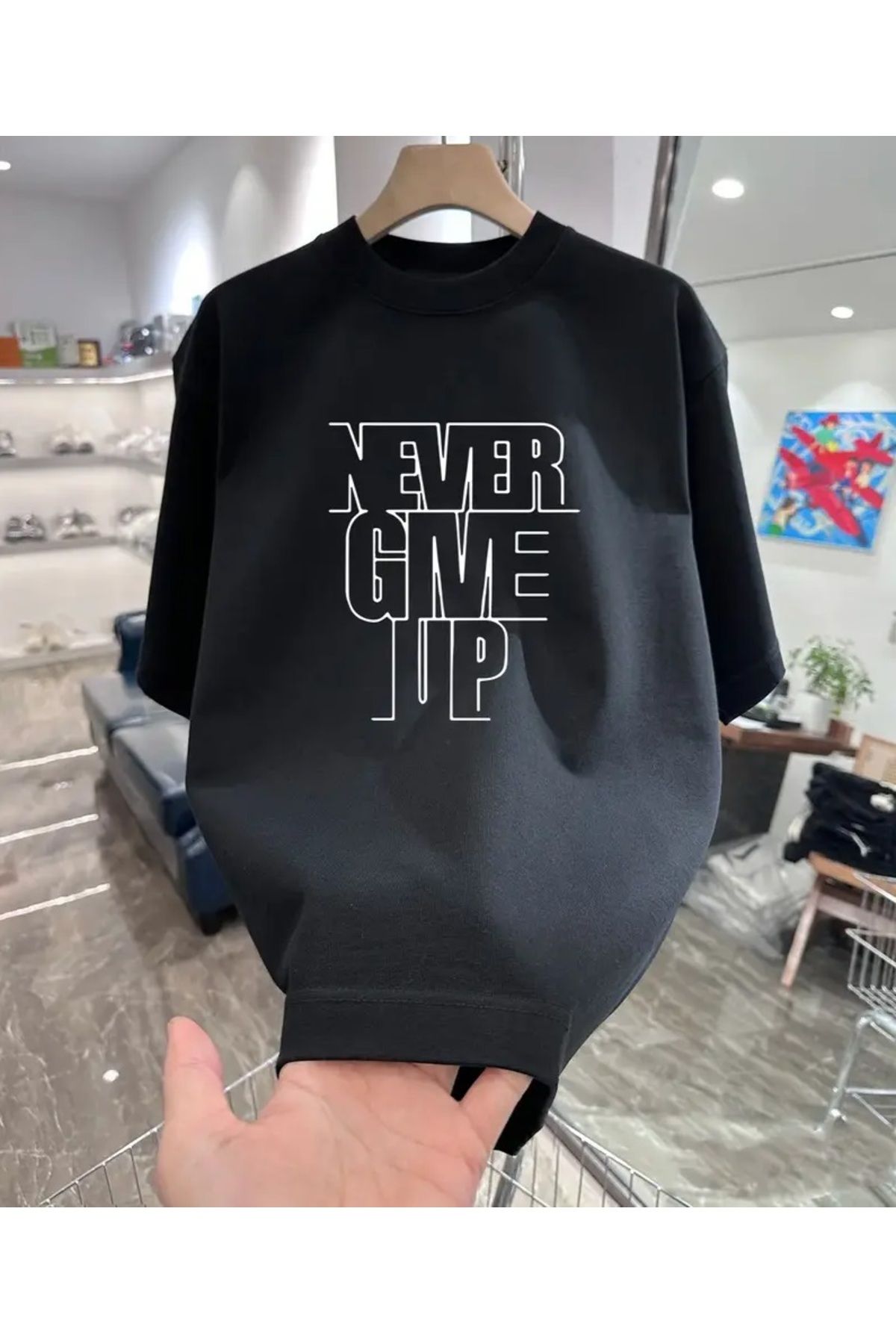 qubo sportswear & company qubo Unisex Oversize Baskılı Pamuklu Bisiklet Yaka Kısa Kollu SİYAH T-shirt