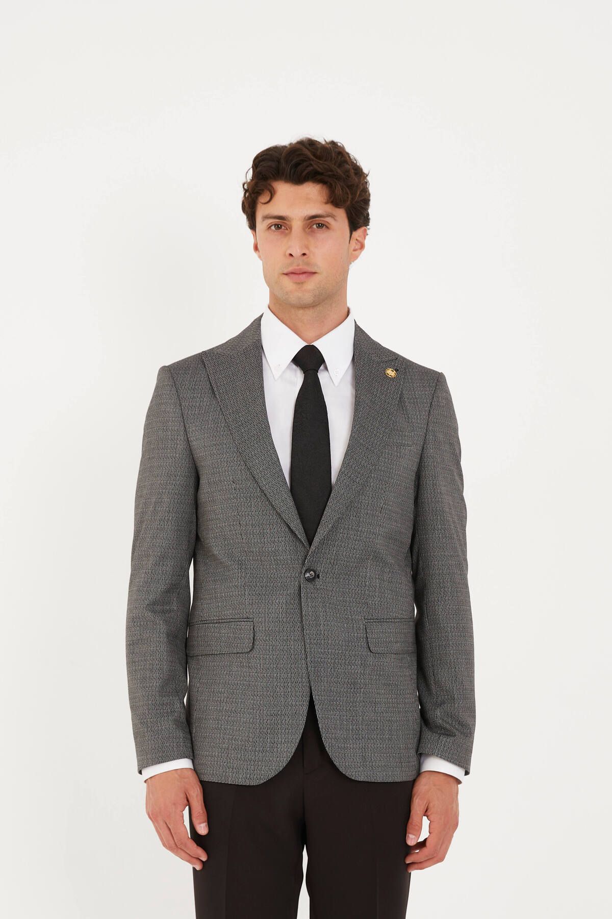 The Tailor Classics Çift Yırtmaçlı Dokulu Blazer Ceket