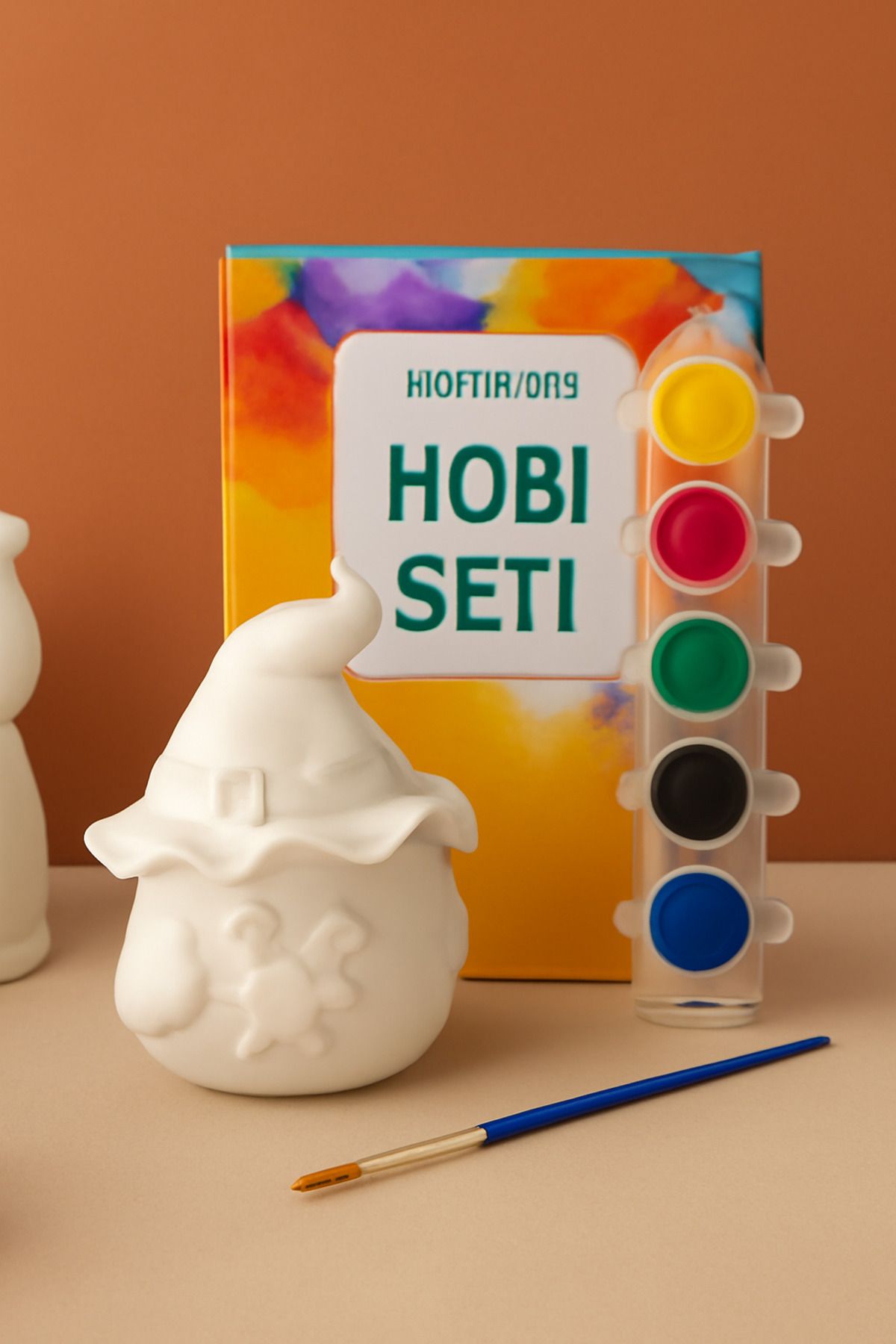 WeSank Cadı Şapkası Şekilli Boyama Seti – Yaratıcı Hobi Seti (6 Renk Boya ve Fırça Dahil)