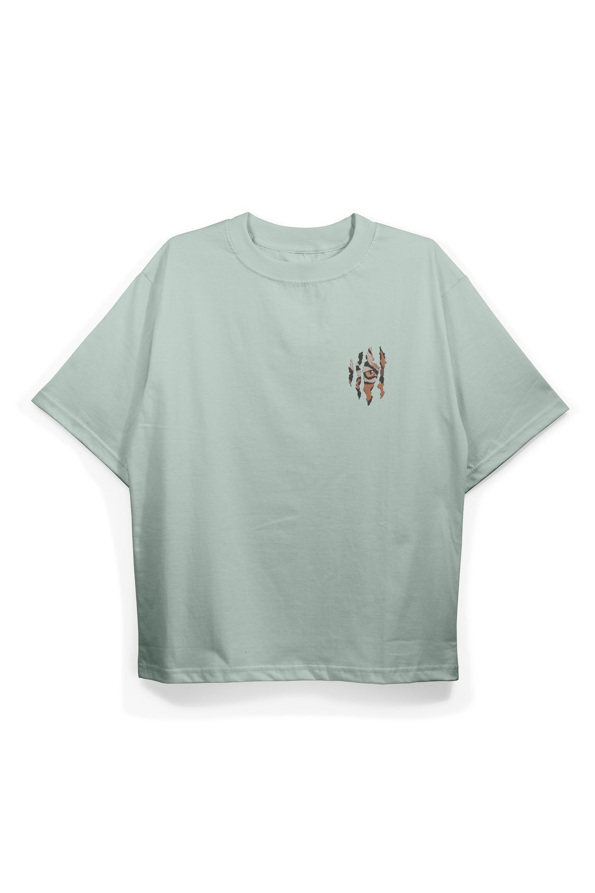 Pinned Unisex Tiger Baskılı Beyaz Oversize Tişört | Arka ve Ön Baskılı Pamuk Yazlık Erkek Kadın Tshirt