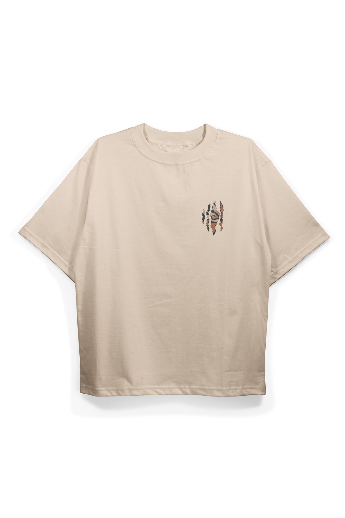 Pinned Unisex Tiger Baskılı Beyaz Oversize Tişört | Arka ve Ön Baskılı Pamuk Yazlık Erkek Kadın Tshirt
