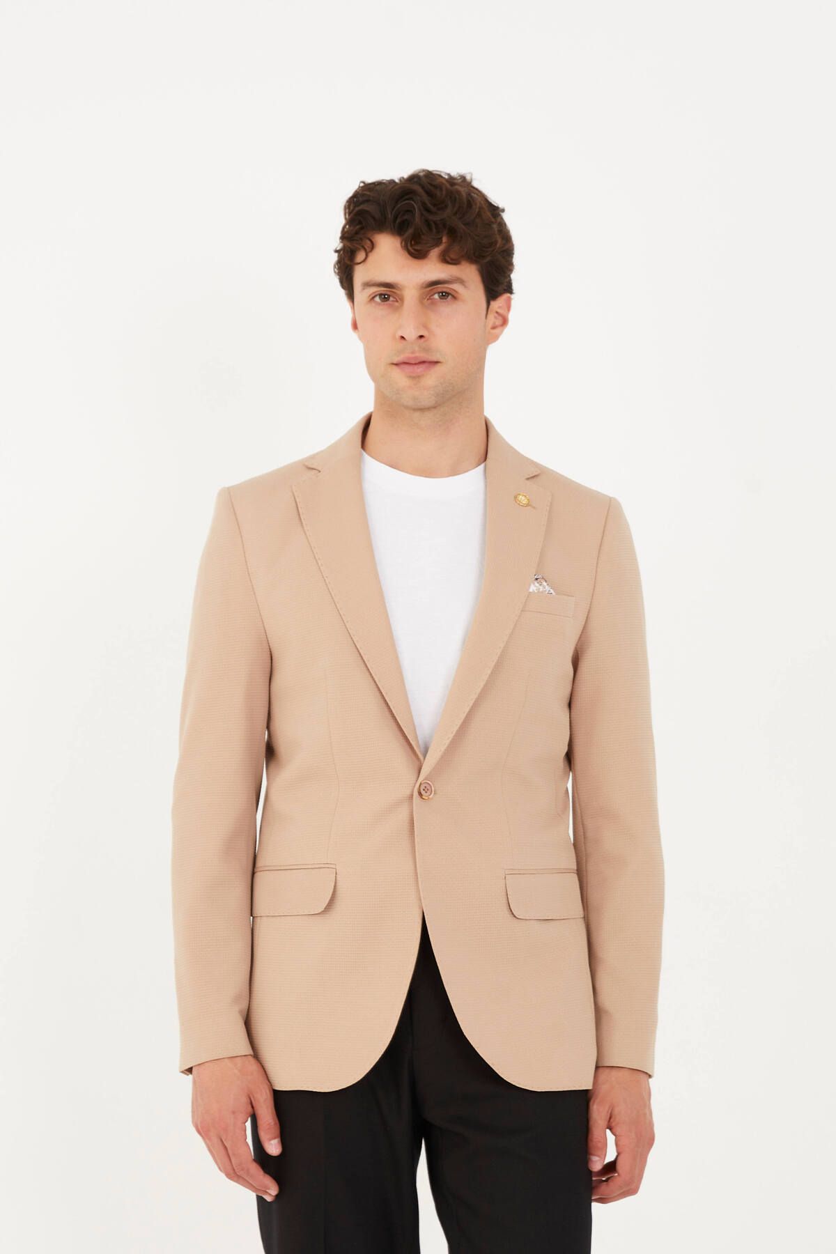 The Tailor Classics Waffle Desenli Çift Yırtmaçlı Blazer Ceket