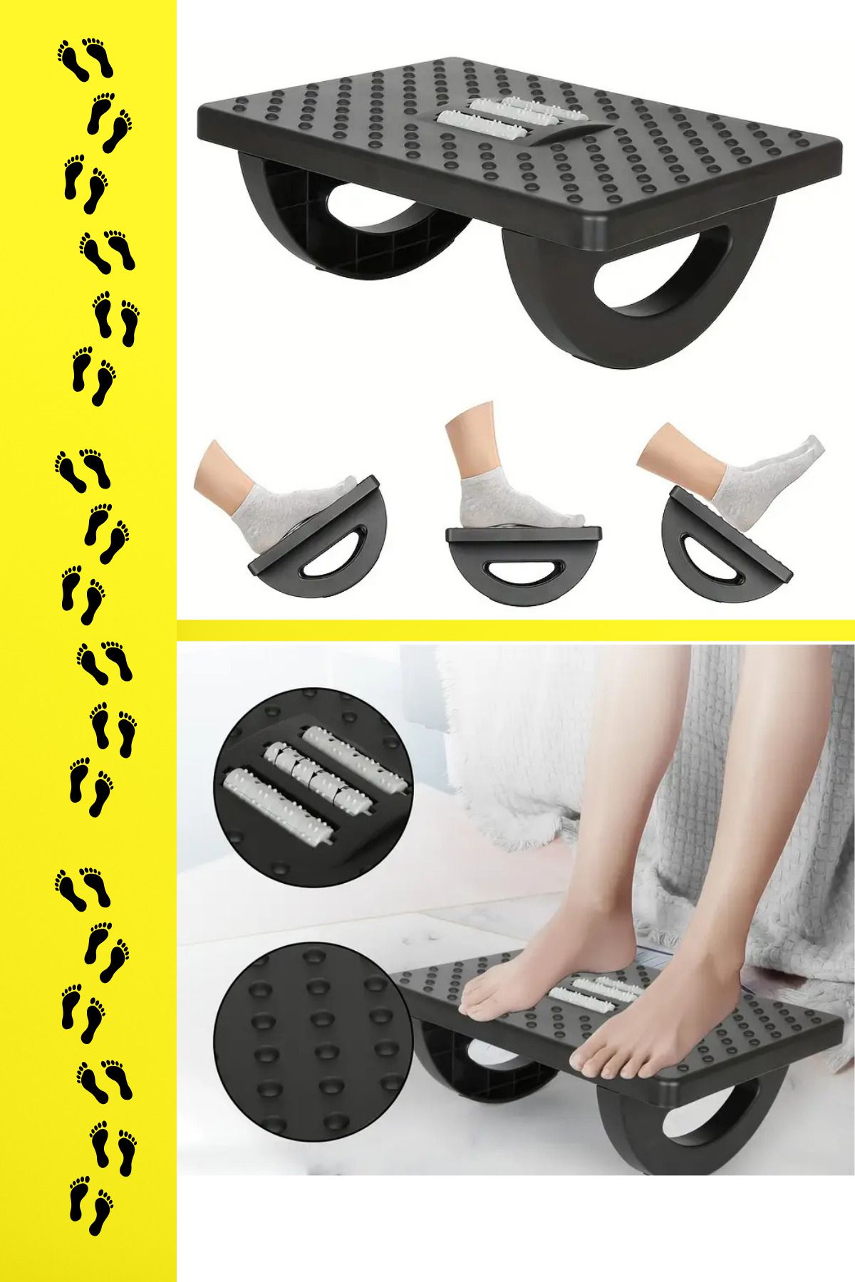 Shopura Ergonomik Masajlı Ayaklık - Ayarlanabilir Ayak Destek Taburesi - Konforlu Ofis & Ev Kullanımı