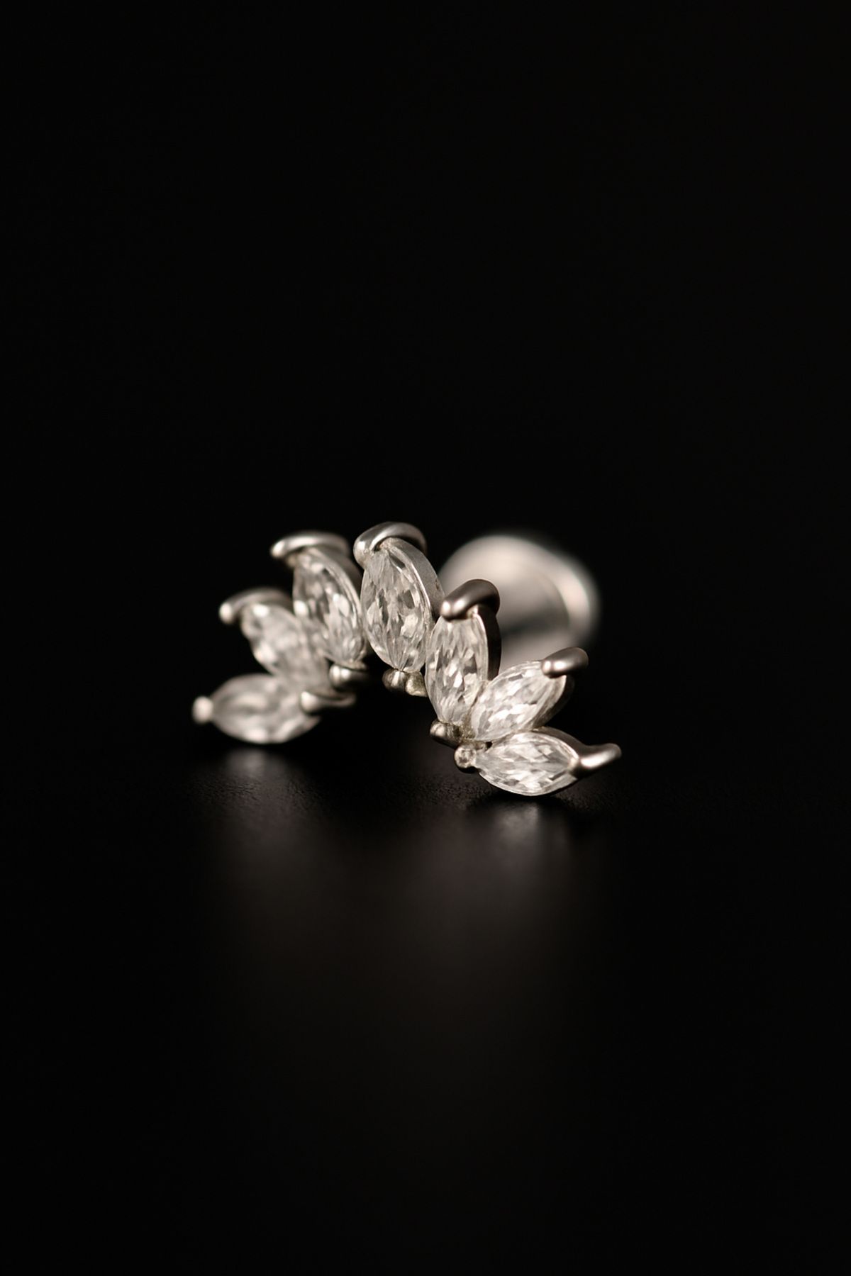 depozoom 316l Cerrahi Çelik Kıkırdak Tragus Ve Tüm Kulak Bölgesine Uygun Zirkon Taş Piercing