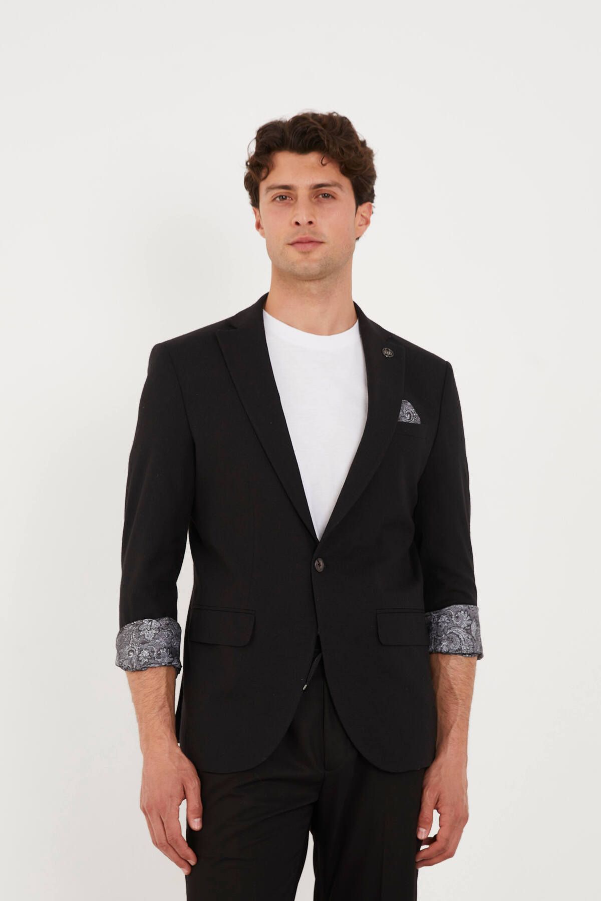 The Tailor Classics Astarı Desenli Çift Yırtmaçlı Blazer Ceket