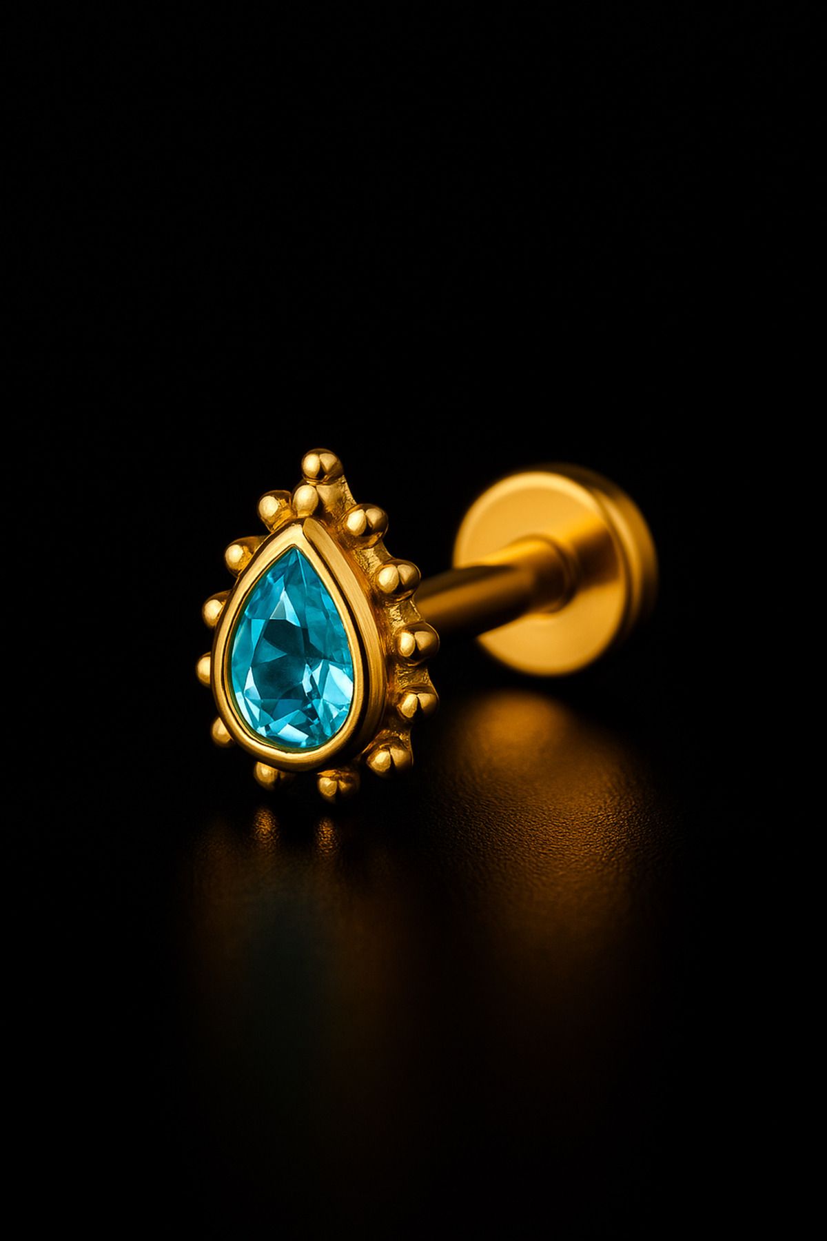 depozoom 316l Cerrahi Çelik Kıkırdak Tragus Ve Tüm Kulak Bölgesine Uygun Etnik Damla Kristal Zirkon Piercing