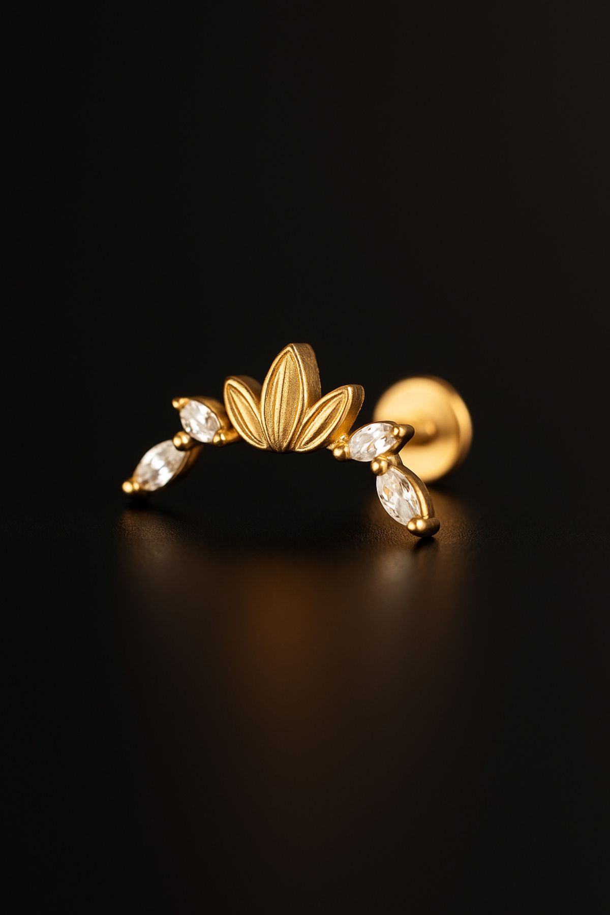 depozoom 316l Cerrahi Çelik Kıkırdak Tragus Ve Tüm Kulak Bölgesine Uygun Markiz Tiara Zirkon Piercing