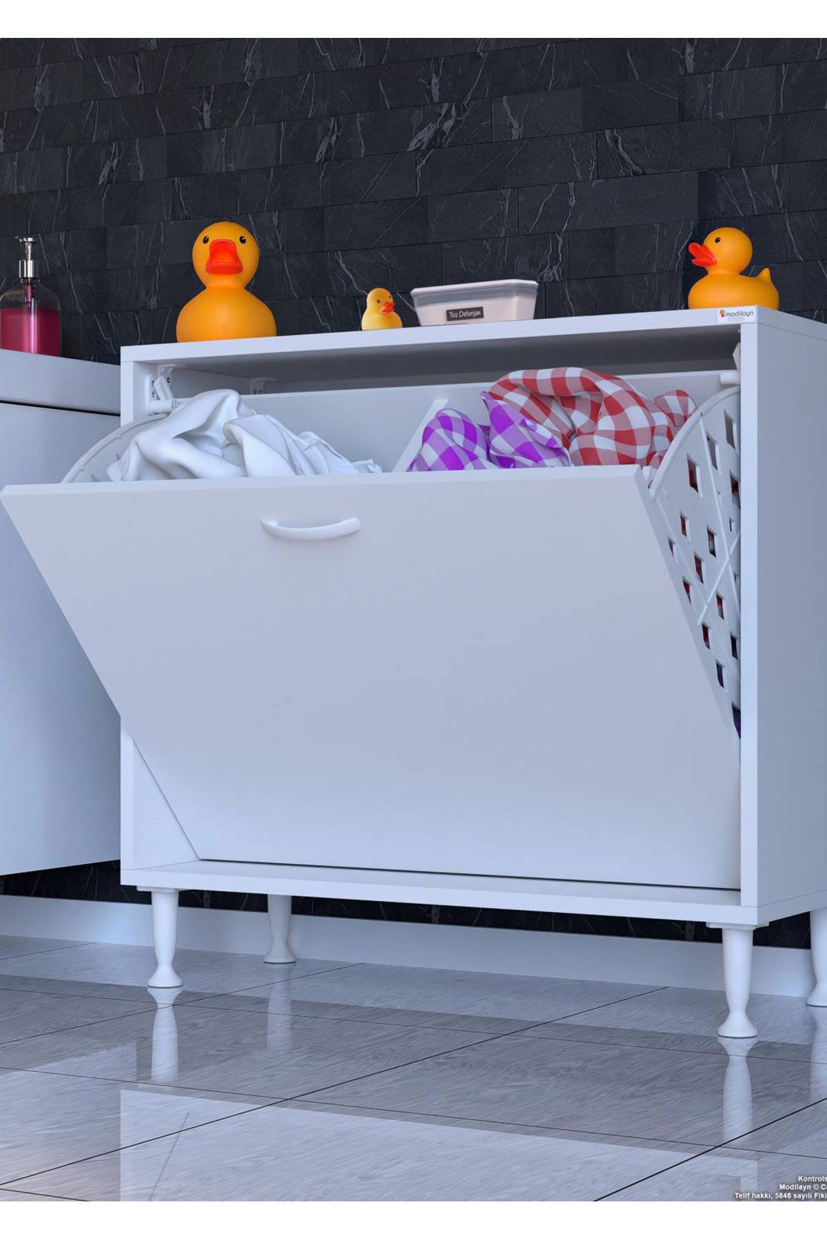 Modilayn 70x75x32,5 cm’ lik 2 Göz Sepet Hazneli Mini Mutfak Dolabı,Organizatör Çok Amaçlı Dolap