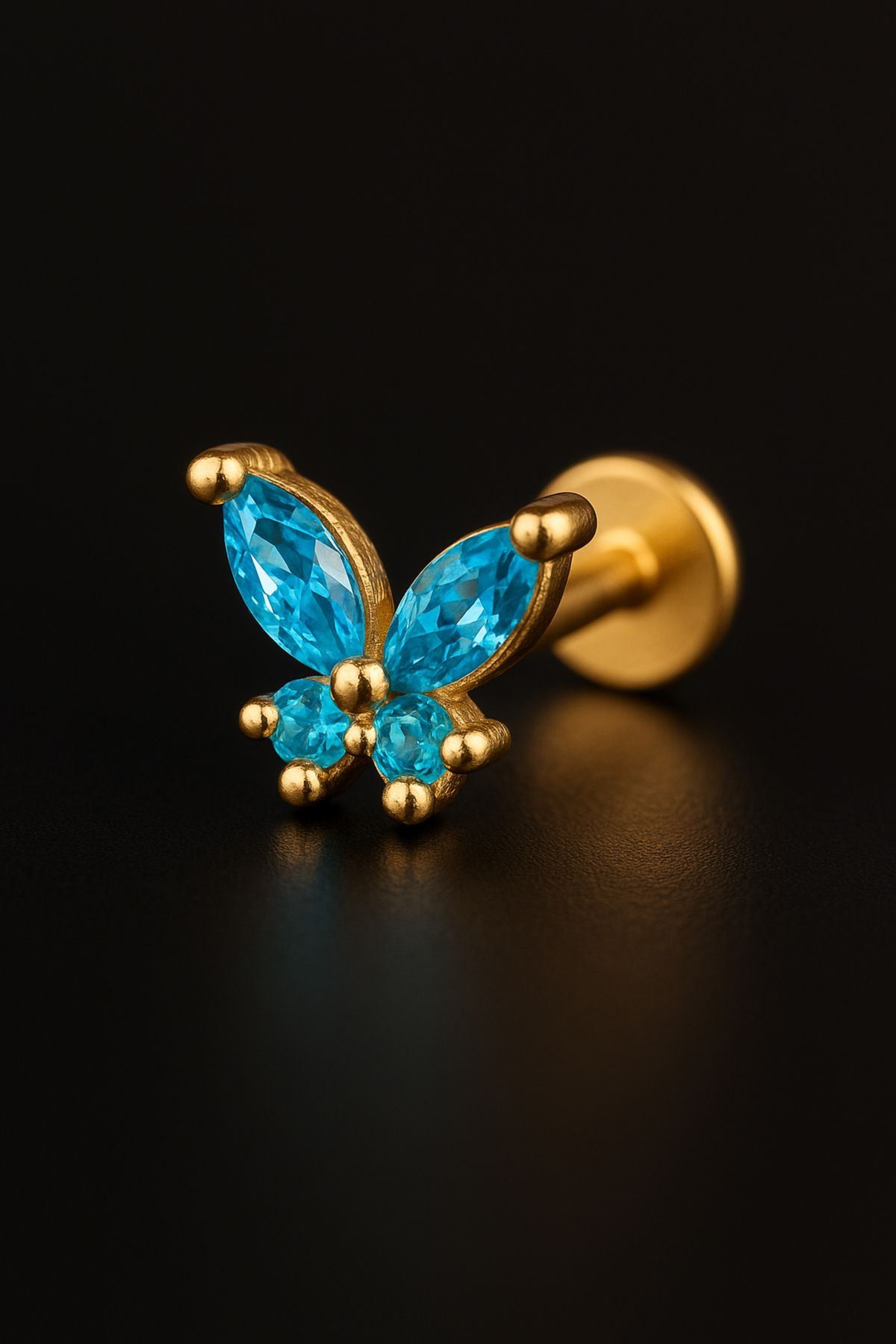 depozoom 316l Cerrahi Çelik Kıkırdak Tragus Ve Tüm Kulak Bölgesine Uygun Etnik Kelebek Zirkon Piercing