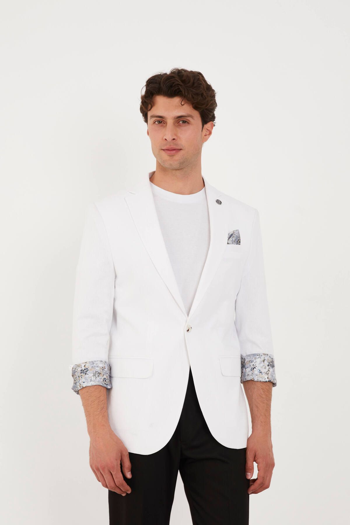 The Tailor Classics Astarı Desenli Çift Yırtmaçlı Blazer Ceket