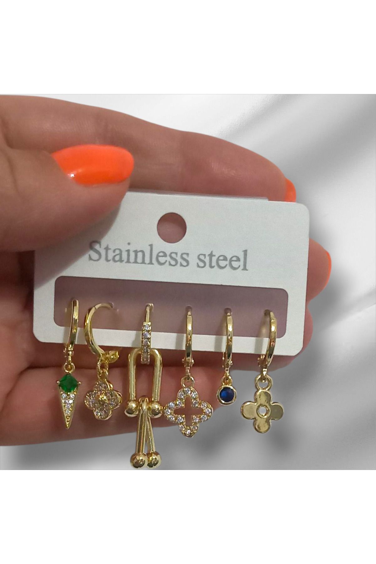 stainless steell 6'lı Küpe Seti