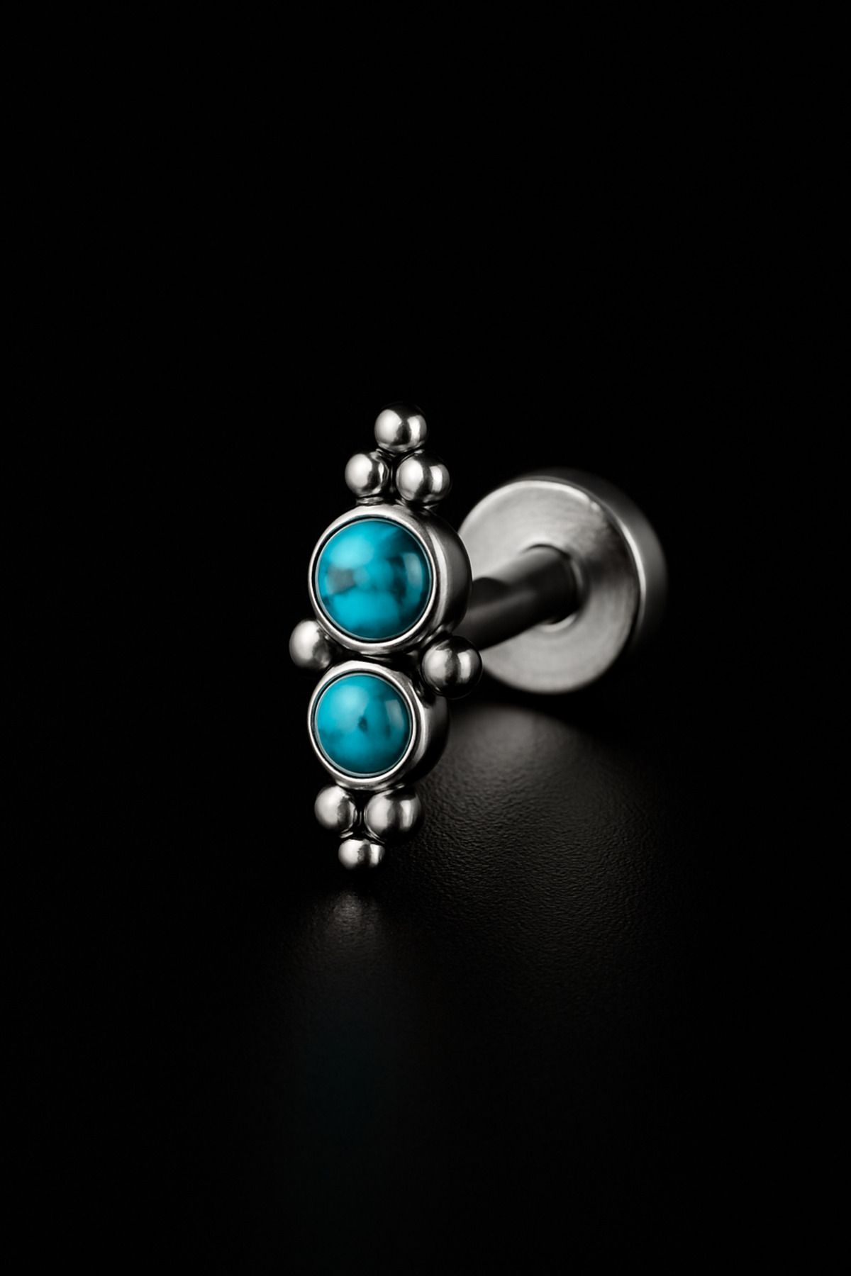 depozoom 316l Cerrahi Çelik Kıkırdak Tragus Ve Tüm Kulak Bölgesine Uygun Etnik Turkuaz Taş Damla Piercing
