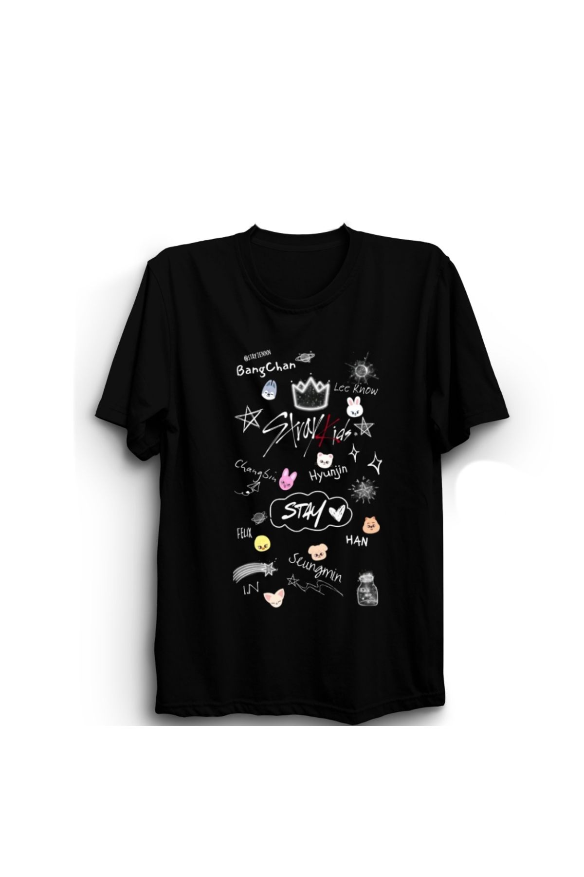 The Fame Stray Kids, Skzoo, Stay Mix, K-Pop Müzik Grubu Baskılı, Unisex, %100 Pamuk Tişört