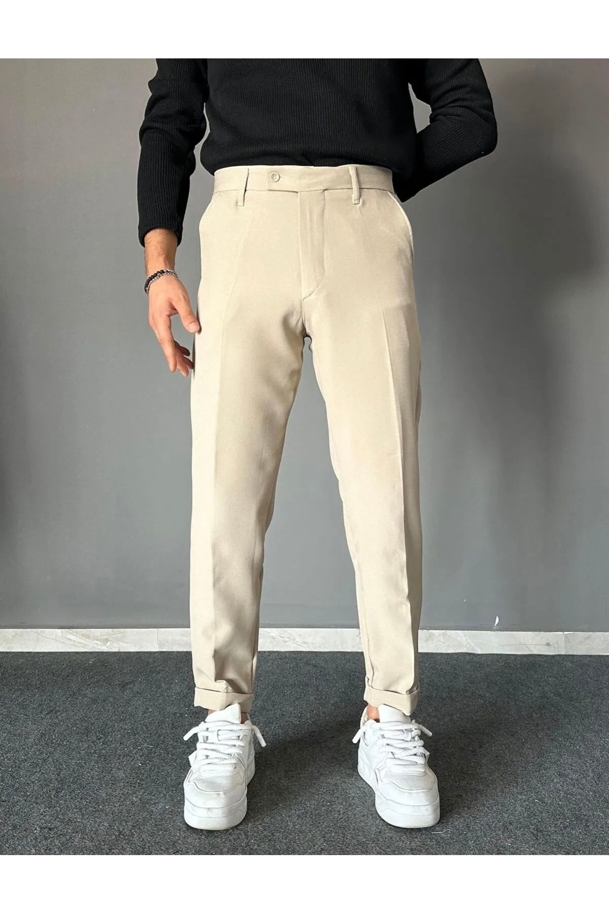 Mores Dilli Beli Lastikli Kumaş Duble Paça Pantolon
