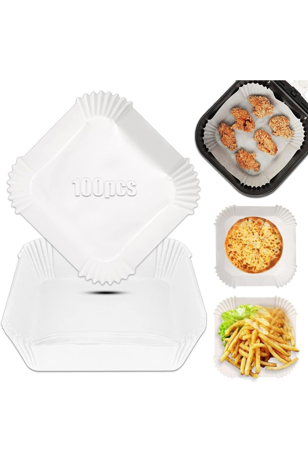 STOREMAX lvnmblya Home Beyaz Airfryer Pişirme Kağıdı, Fritöz Yağlı Kağıdı, Yanmaz Kağıt 100 Adet