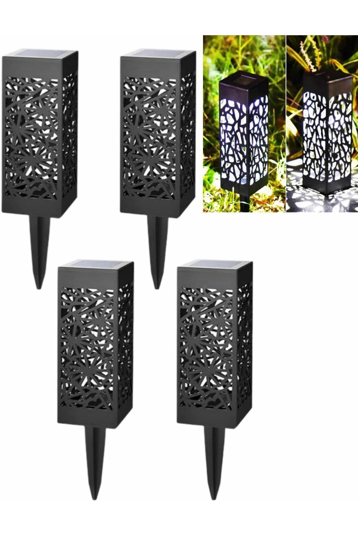 STOREMAX nffastore Güneş Enerjili Bahçe Aydınlatması, Beyaz LED, 4'lü Set, Yürüyüş Yolu, Teras, Çi