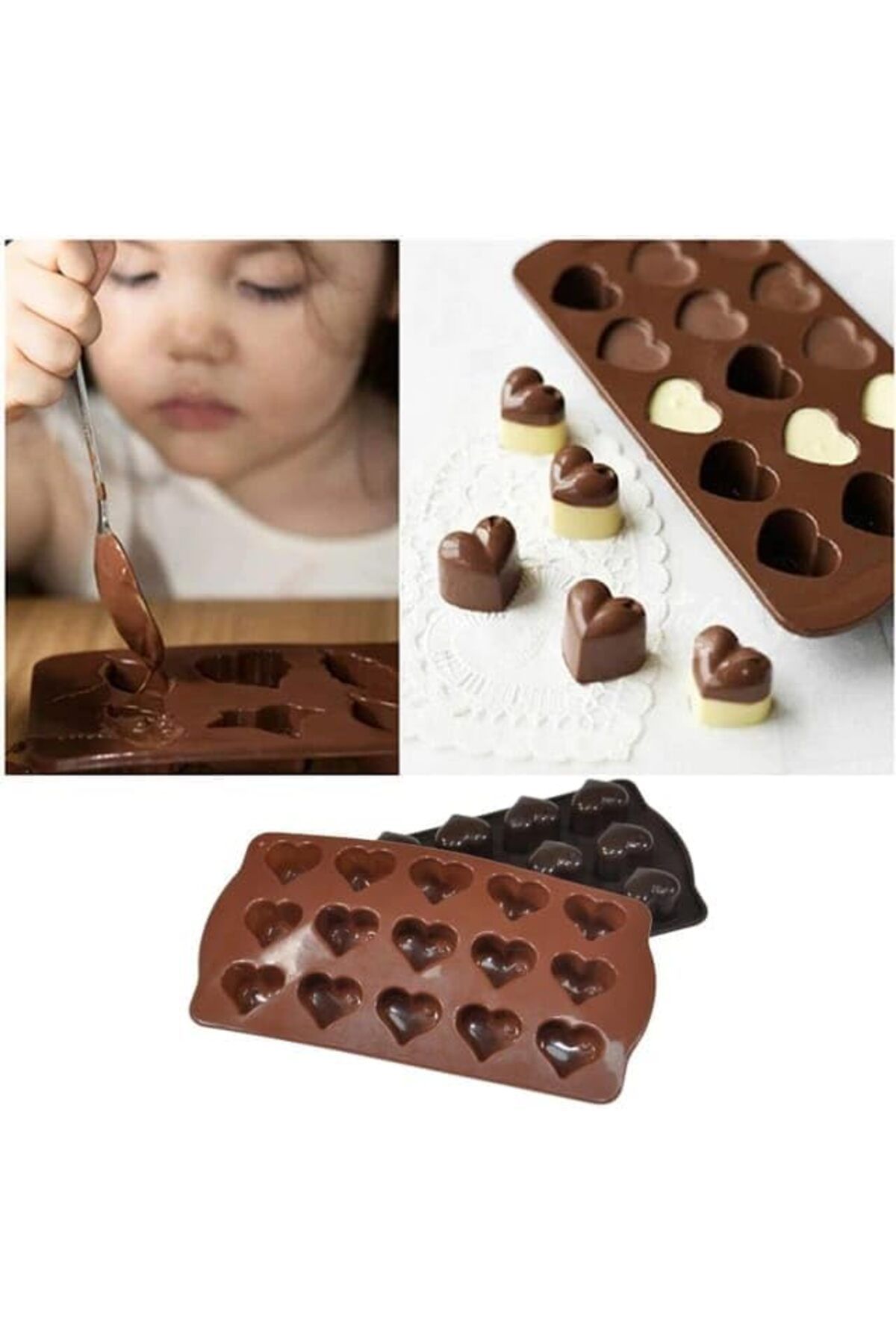 STOREMAX mrttnca Home Kalp Şekilli Silikon Çikolata Kalıbı,Şeker Ve Buz Kalıbı,Pasta Ve Sofra Süsleme