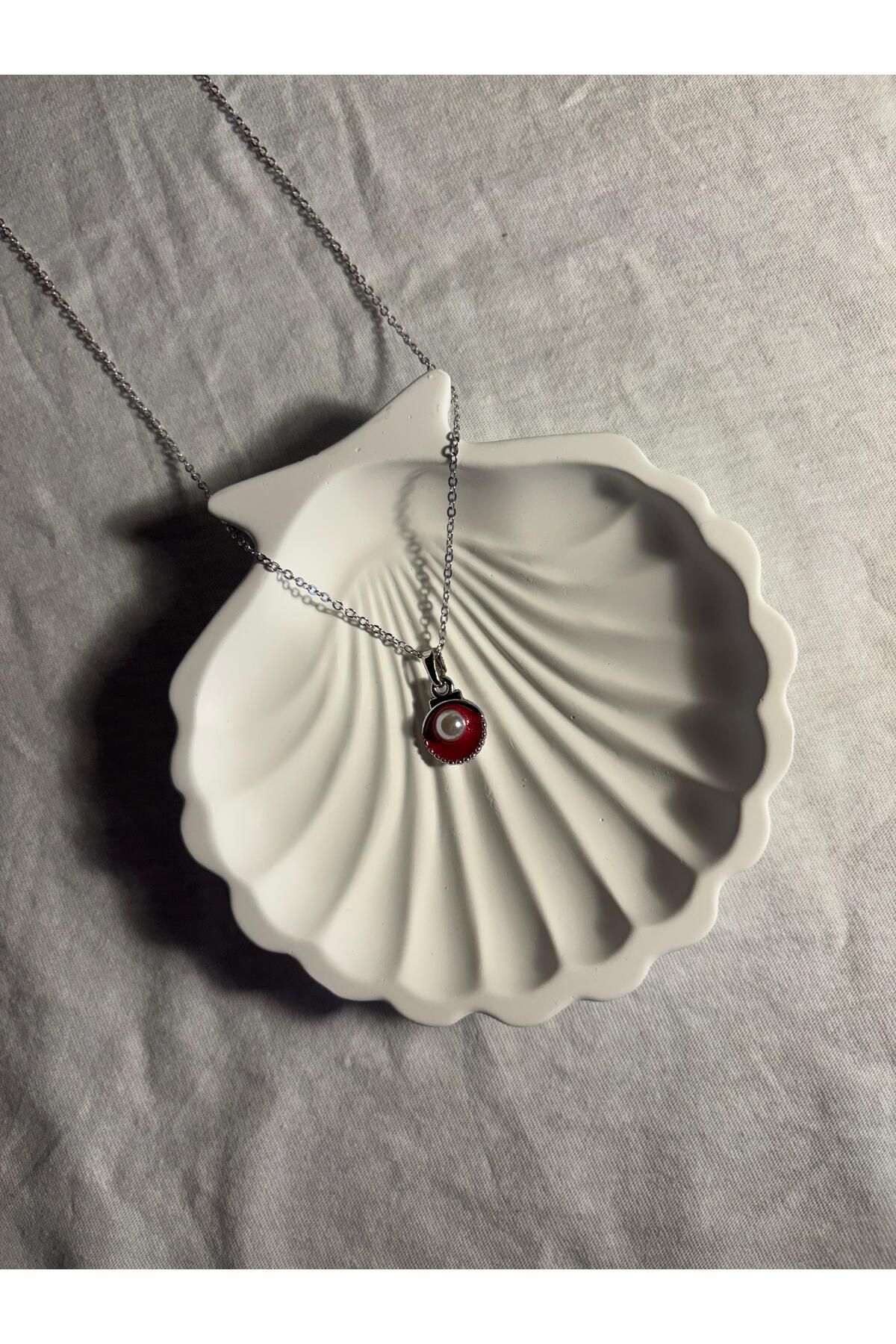 SIENAL COLLECTION Kırmızı Renk Kararmaz İstiridye Kolye
