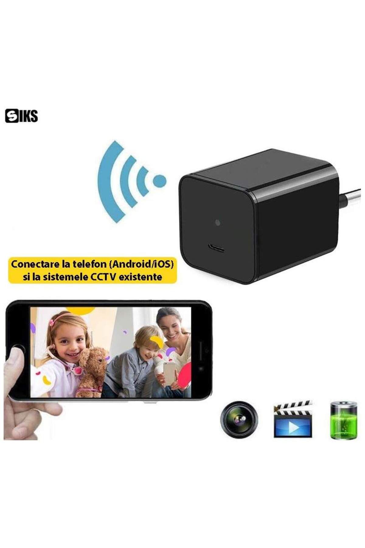 SIKS-Mini cameră spion ascunsă în încărcător USB tip C SIKS, Full HD, vedere nocturnă, microfon, senzor de mișcare 5