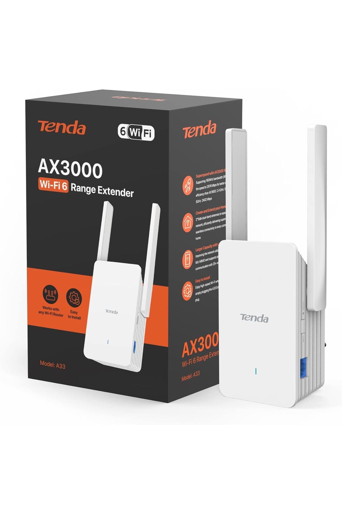 STOREMAX acelya A33 AX3000 Wi-Fi 6 Tekrarlayıcı, WiFi Sinyal Güçlendirici, 2.4GHz/5GHz Çift Bant, Yönle