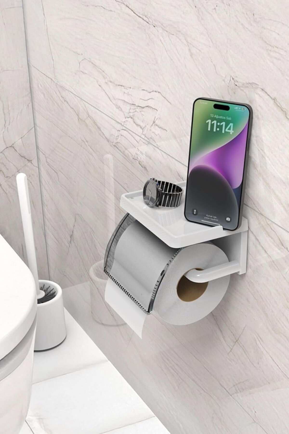 STOREMAX mrttnca Haus Yapışkanlı Kapaklı Tuvalet Kağıdı Askısı Banyo Tuvalet Kağıtlığı Aparatı
