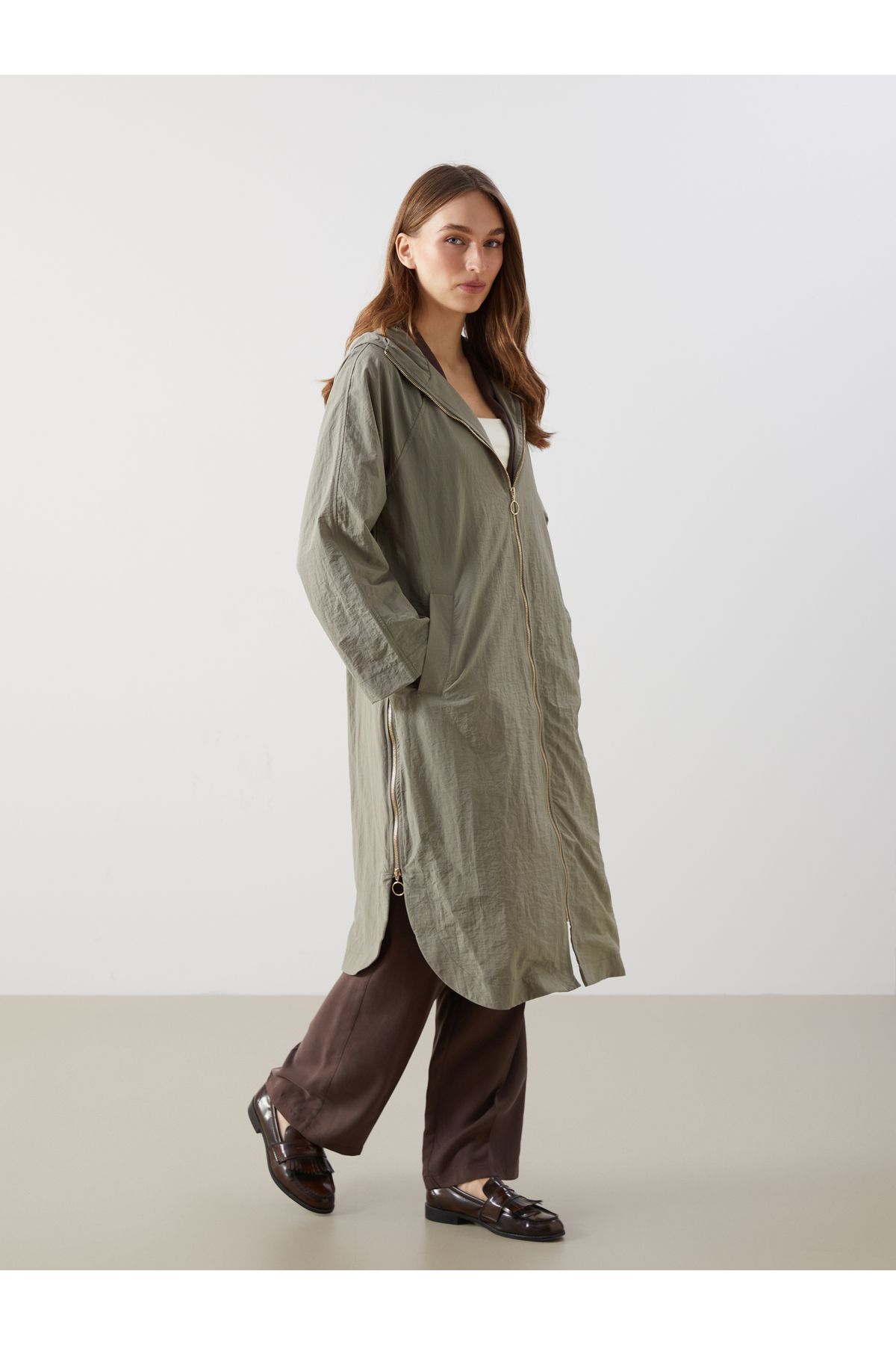 LC Waikiki Kapüşonlu Düz Oversize Kadın Tunik