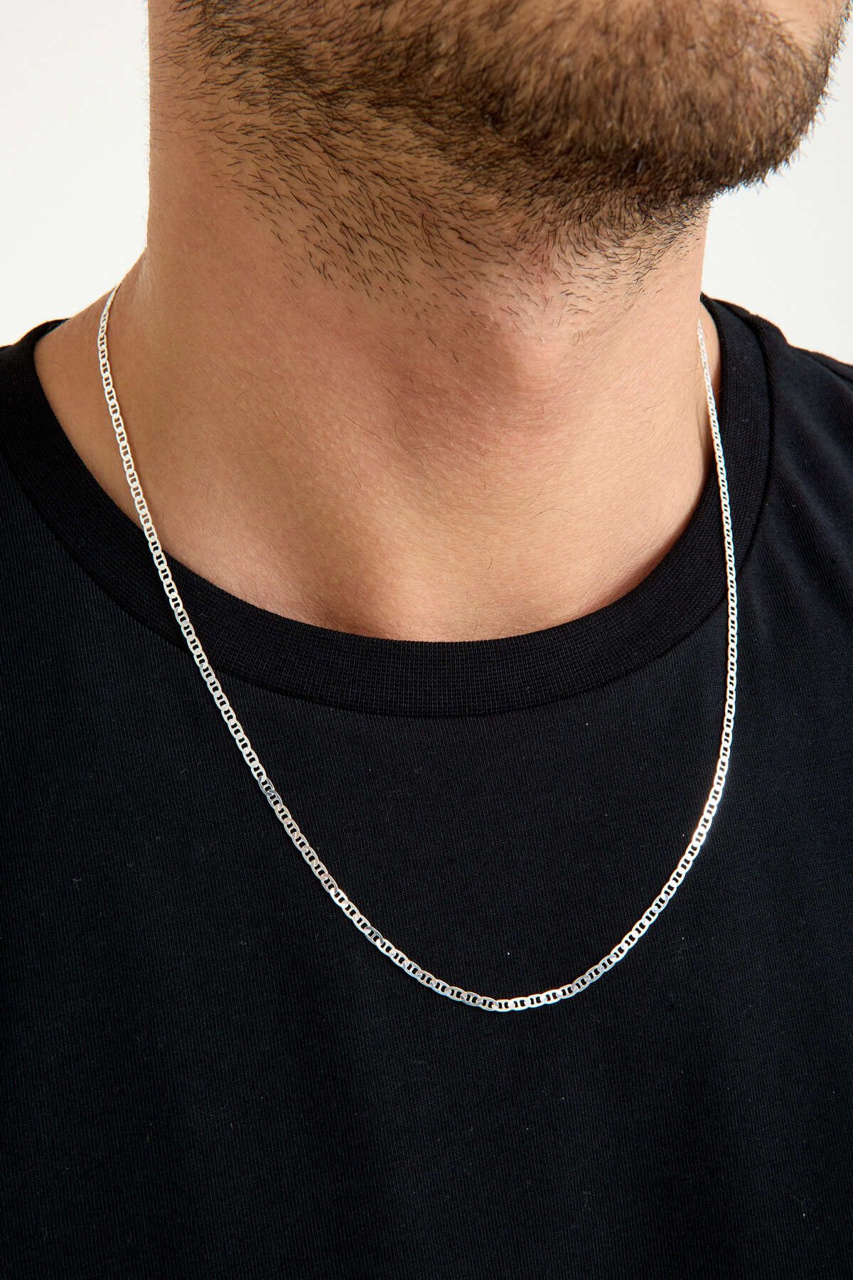 ANDA 925 Ayar Gümüş Unisex Barlı Kolye 2 Mm 60 cm