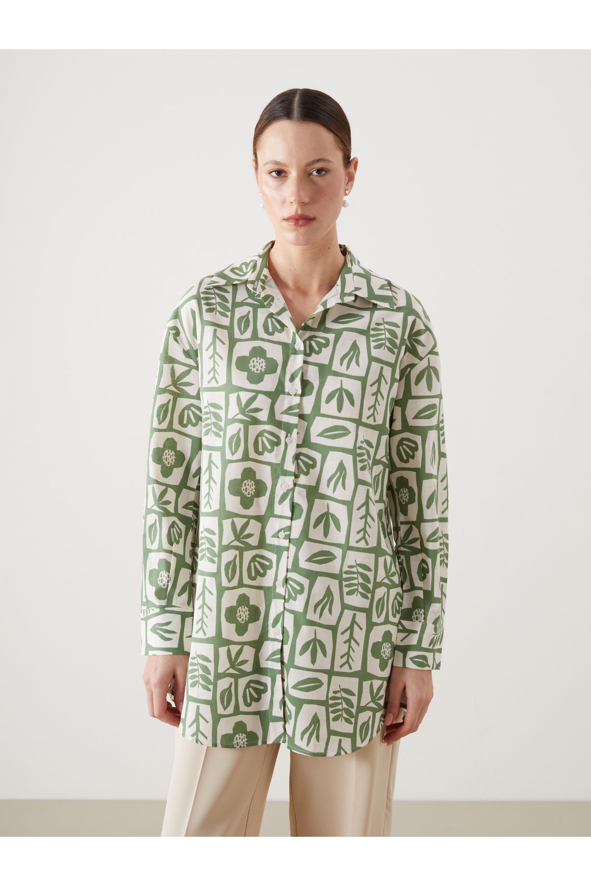 LC Waikiki Desenli Oversize Kadın Gömlek Tunik