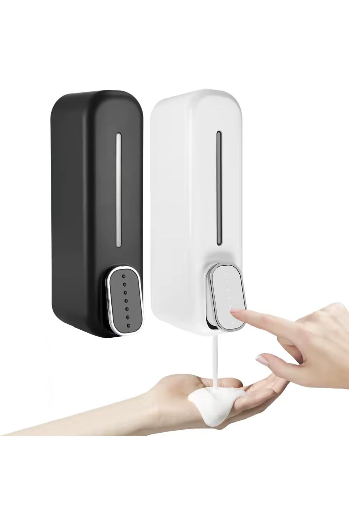 STOREMAX mrttnca 2 Adet Siyah ve Beyaz Duvara Monte Sıvı Sabunluk – 300 ml, Şık & Dayanıklı Dispenser