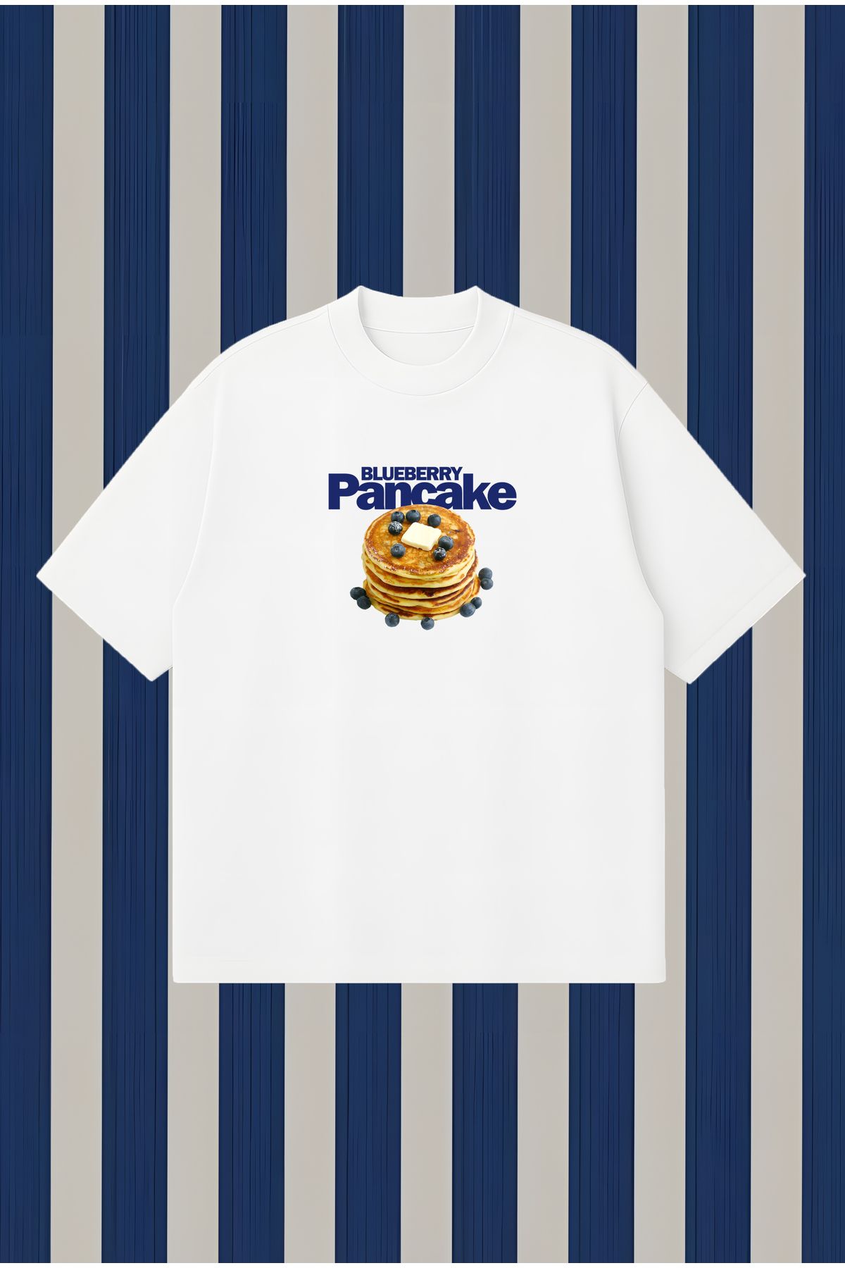 PURE POWER Blueberry Pancake Boxy Fit Oversize Unisex Tshirt – Baskılı Tişört | Streetwear