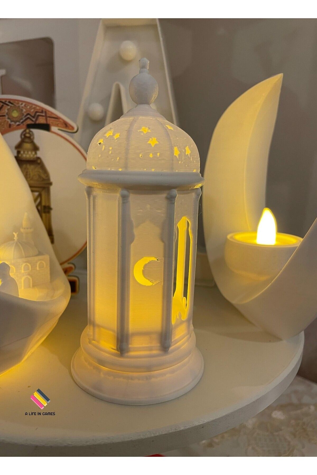 DEKORANLA Modern Ramazan feneri, tealight led hediye, ev ve ofis dekoru, hoşgeldin ışık