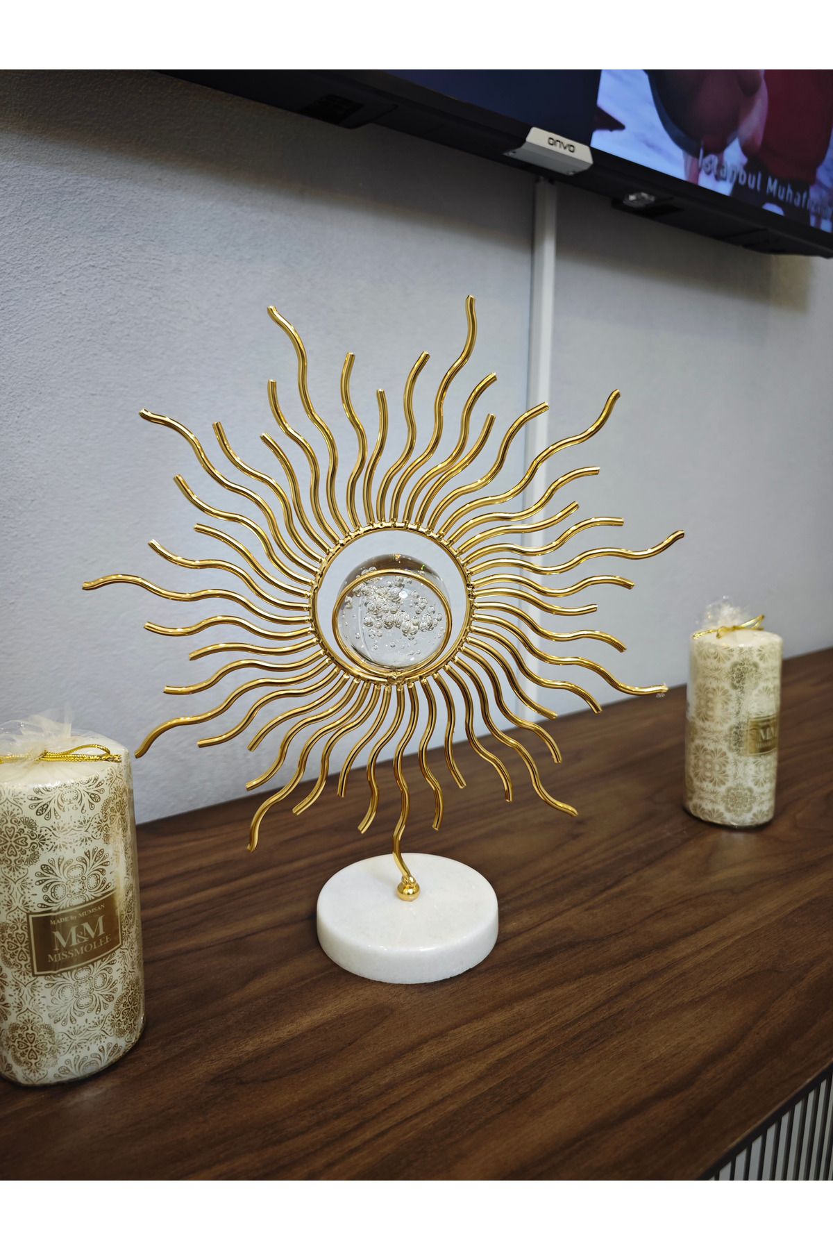 DEKORANLA Metal Güneş Modeli 2'li Dekoratif Set, Şık ve Modern Tasarım