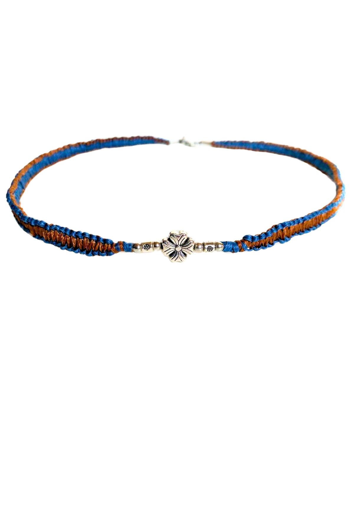 She Sells El Yapımı Gümüş Kaplama Çiçek Detaylı Choker Kolye