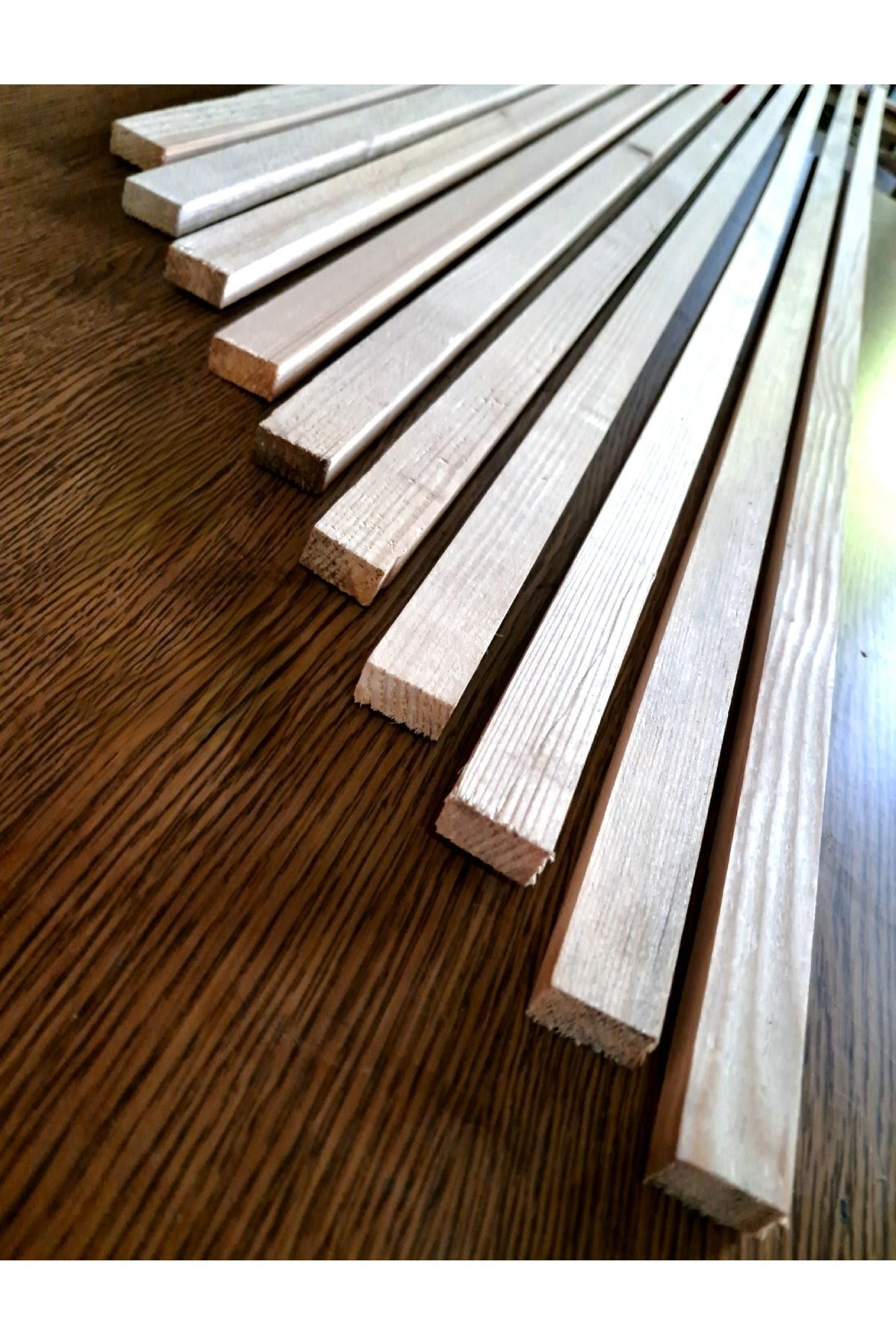 DEKORANLA 10 Adet Ahşap Dekoratif Çıta 1x2x100cm Kahverengi
