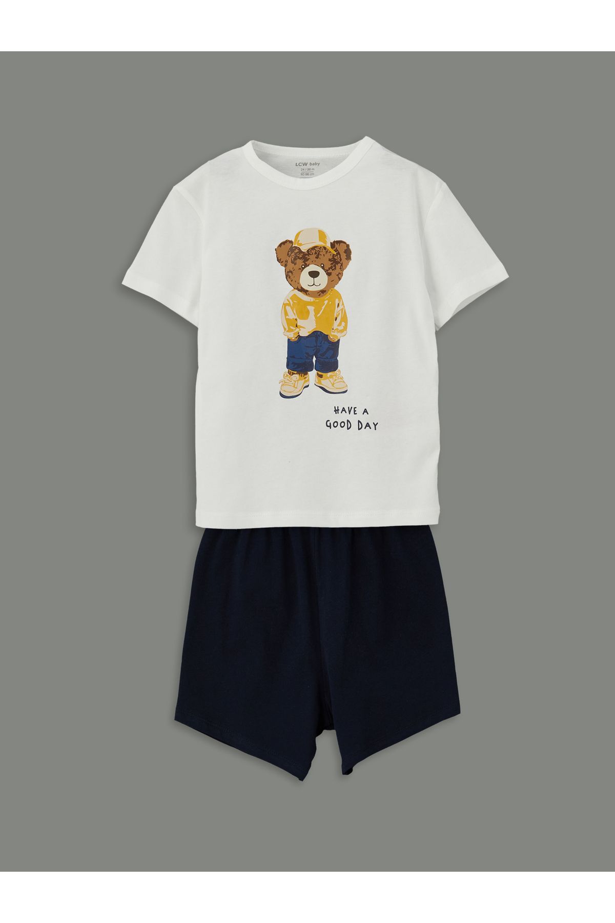 LC Waikiki Ayı Teddy Baskılı Erkek Bebek Tişört ve Şort 2'li