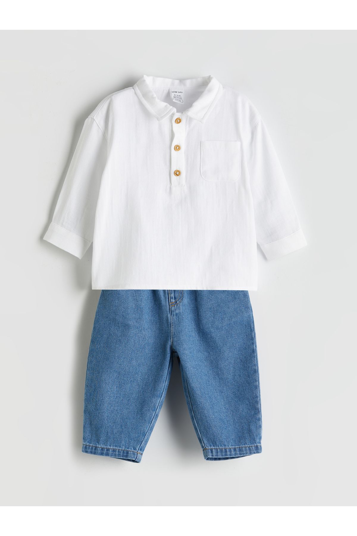 LC Waikiki Polo Yaka Erkek Bebek Tişört ve Pantolon 2'li