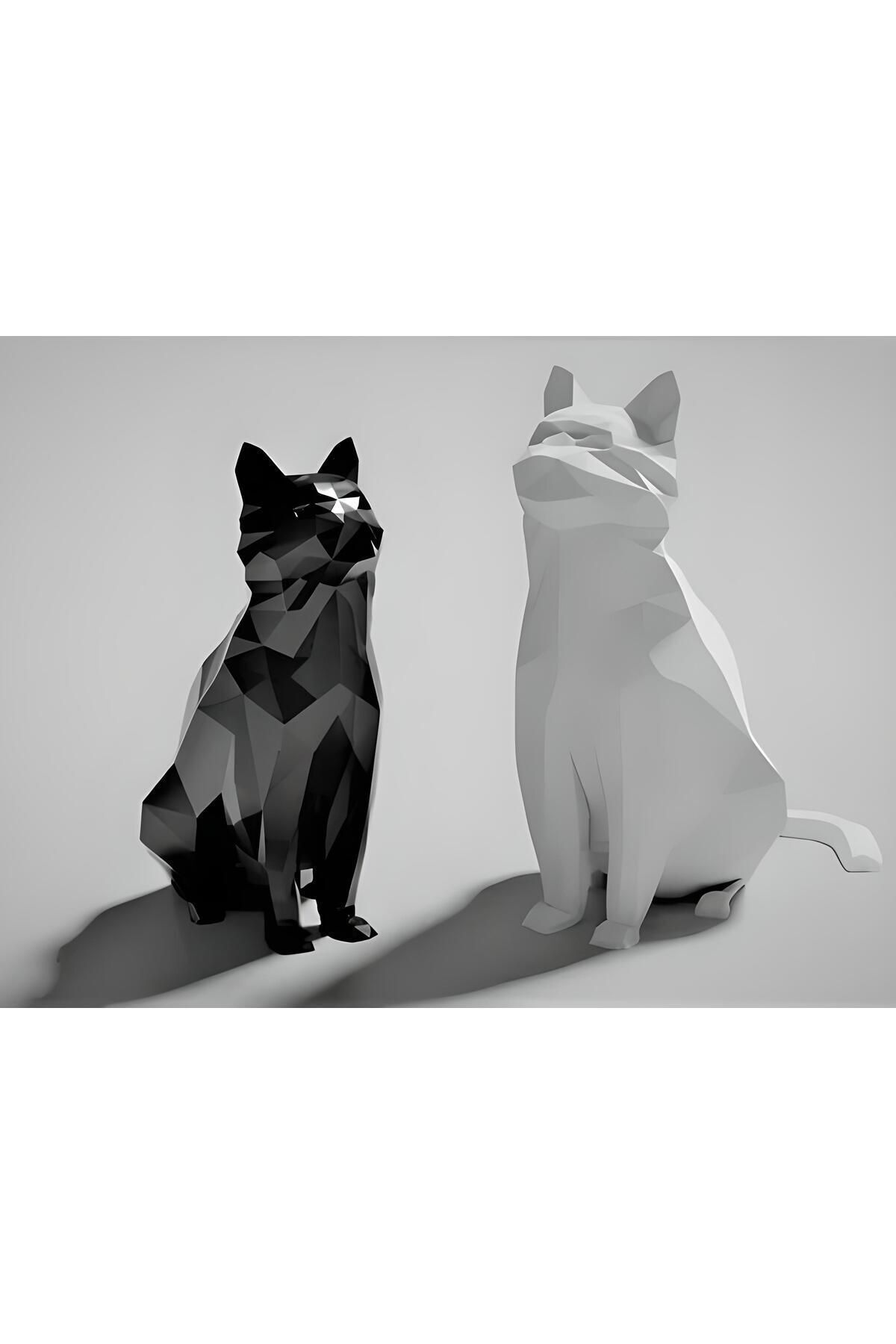 DEKORANLA Beyaz Kedi Biblo, Masaüstü Dekor, Tatlı Süs, 10 cm, 1 adet