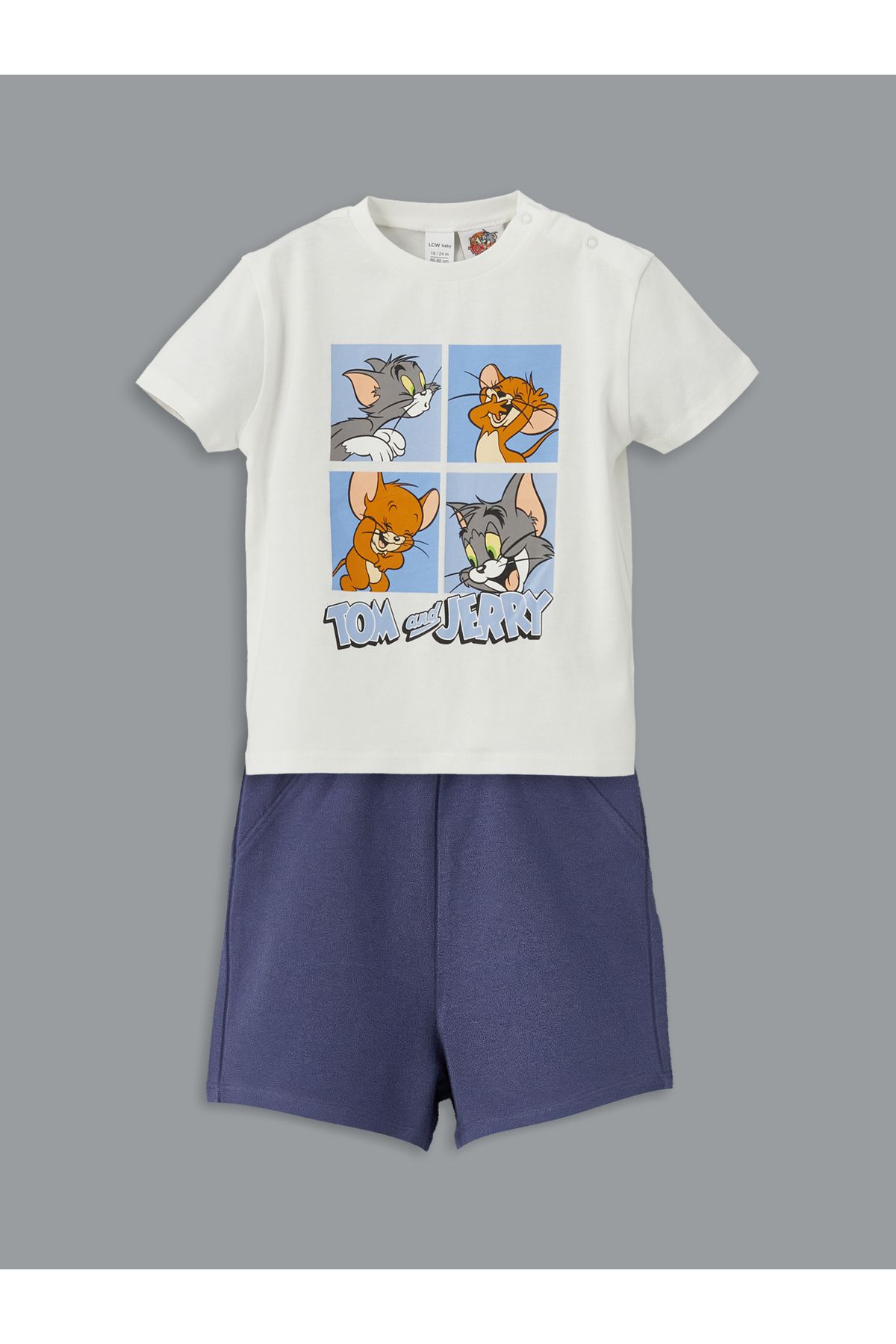 LC Waikiki Tom ve Jerry Baskılı Erkek Bebek Şortlu Pijama Takımı