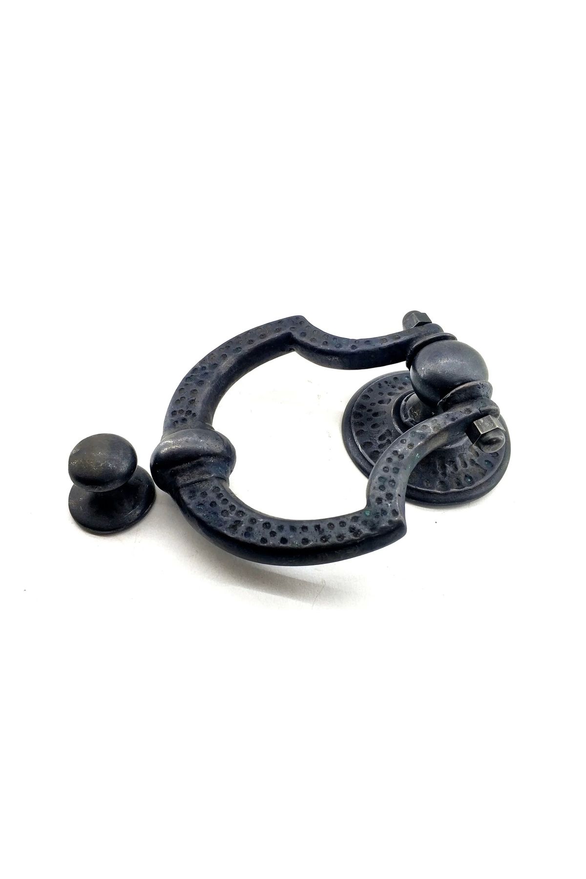 Yuba Avm Antika Tarz Dekoratif Pirinç Dövme Kapı Tokmağı, Taktak - 150x105 Mm, Oksit