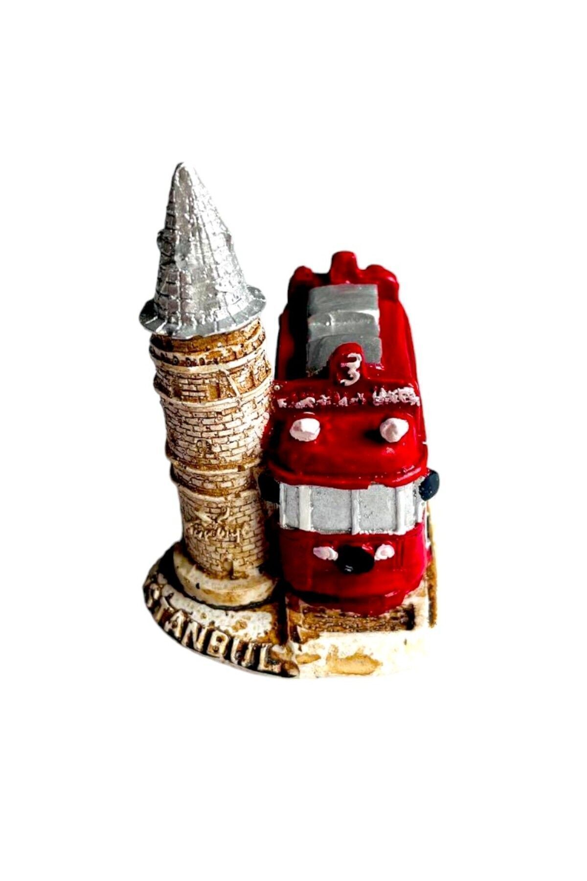 DEKORANLA Galata Kulesi ve Tramvay Minyatürü, 10x8cm, şık dekoratif biblo