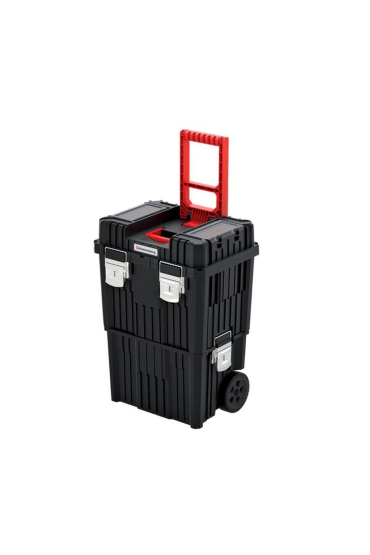 Generic-Kistenberg Heavy Duty Mobile Tool Trolley with Dual Handle Black and Red 6