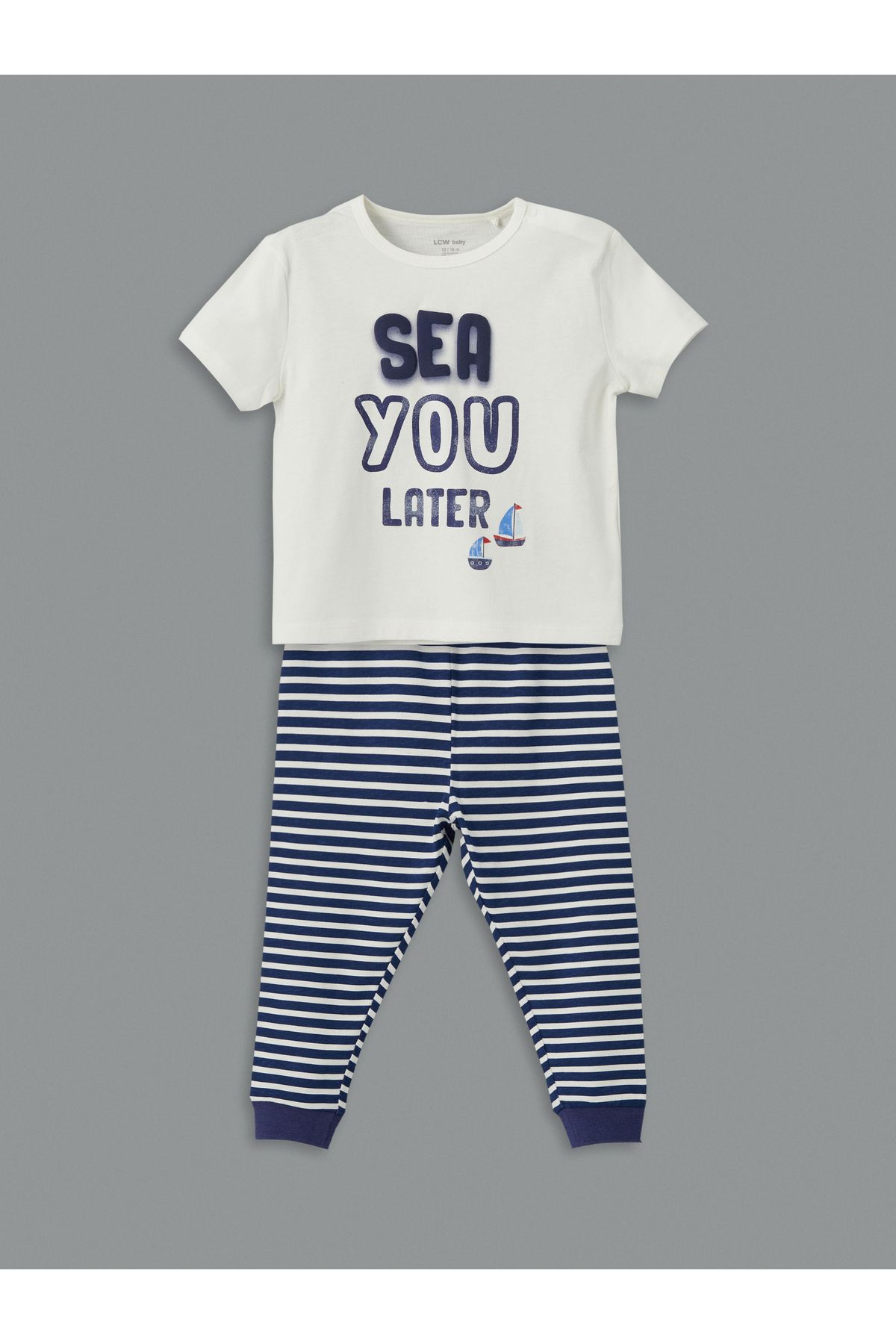 LC Waikiki Bisiklet Yaka Baskılı Erkek Bebek Pijama Takımı