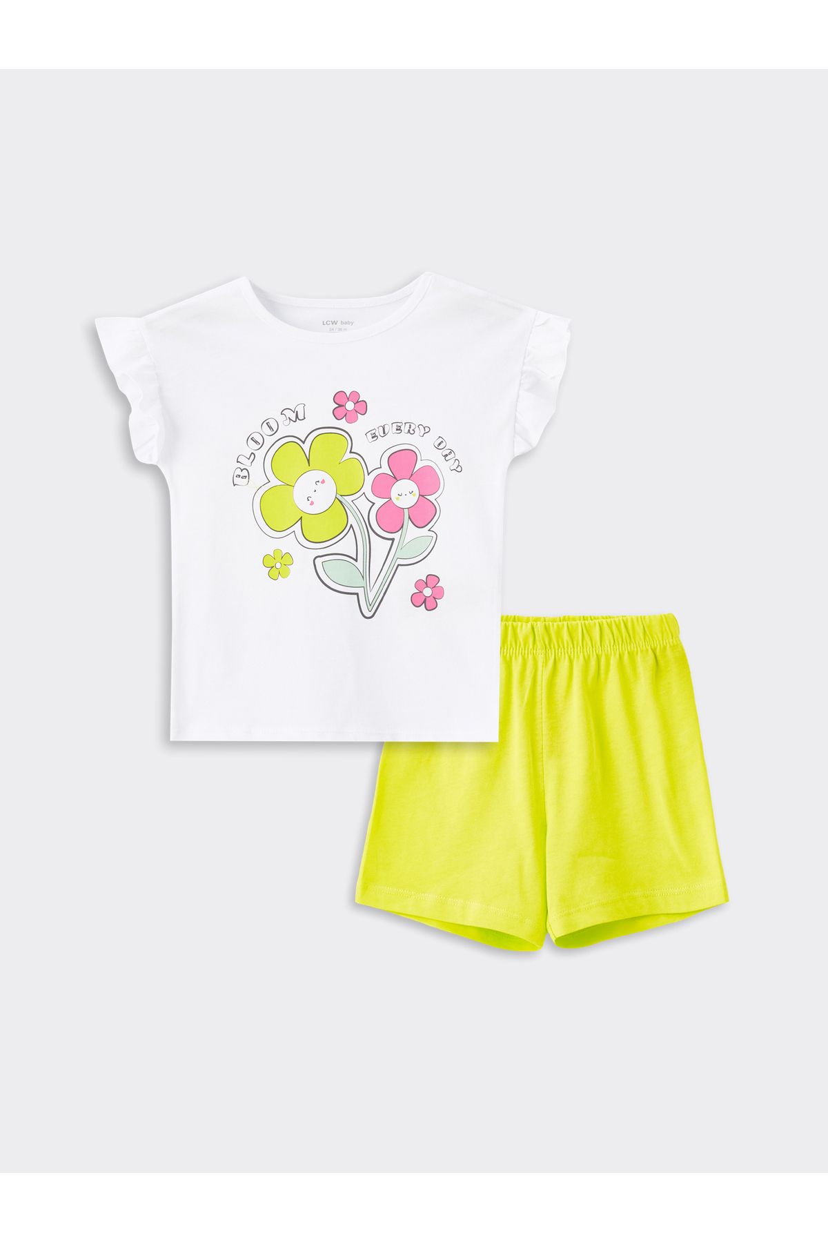 LC Waikiki Bisiklet Yaka Kız Bebek Şortlu Pijama Takımı