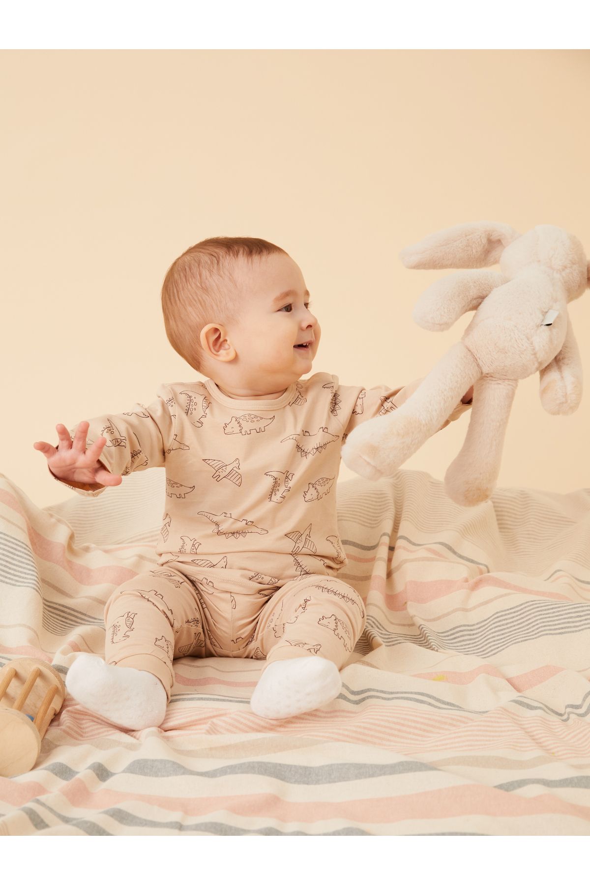 LC Waikiki Bisiklet Yaka Uzun Kollu Baskılı Erkek Bebek Pijama Takımı